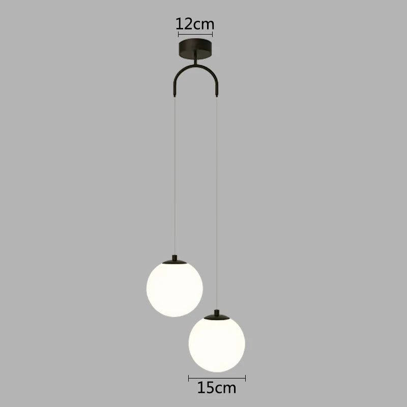Modern Double Ball Hanging Pendant Light Fixture - Industrial Style Ceiling Lighting for Kitchen Island, Dining Room & Bedroom Decor