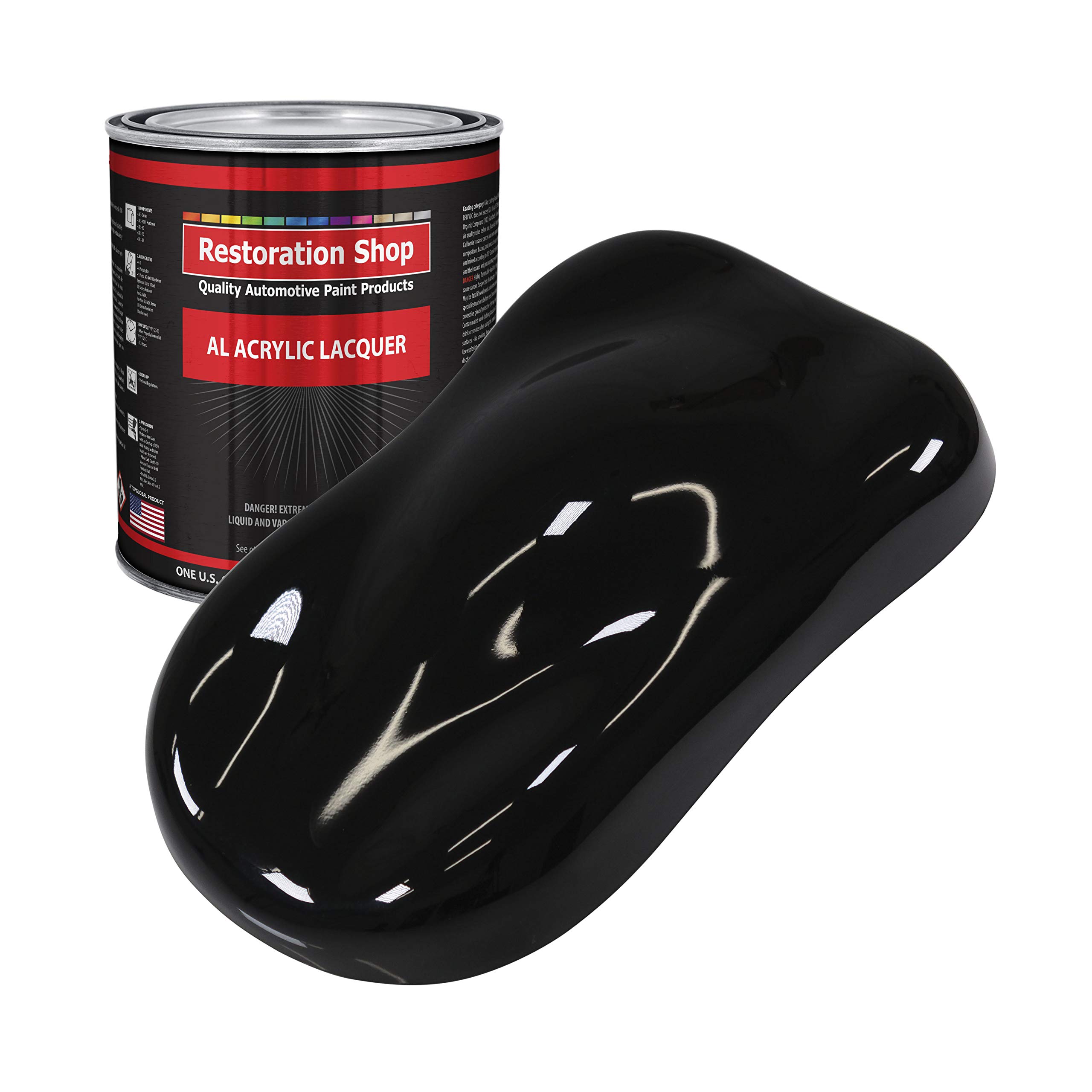 Restoration Shop - Jet Black (Gloss) Acrylic Lacquer Auto Paint - 1 Gallon Professional Automotive Refinish Coating for Cars, Trucks, Guitars & Furniture - High Gloss Finish for DIY & Professional Use