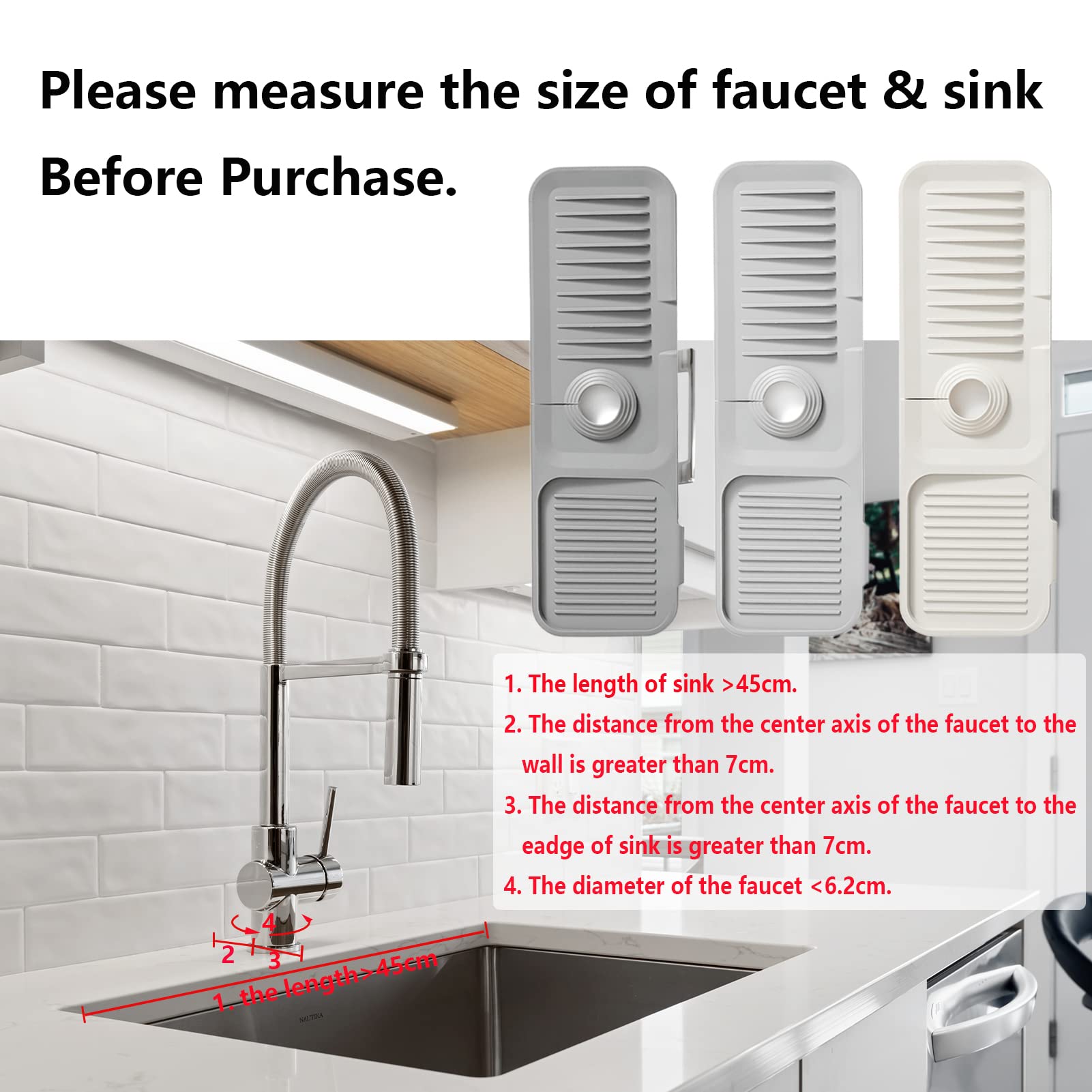 Silicone Sink Splash Guard & Sponge Holder - 17.7