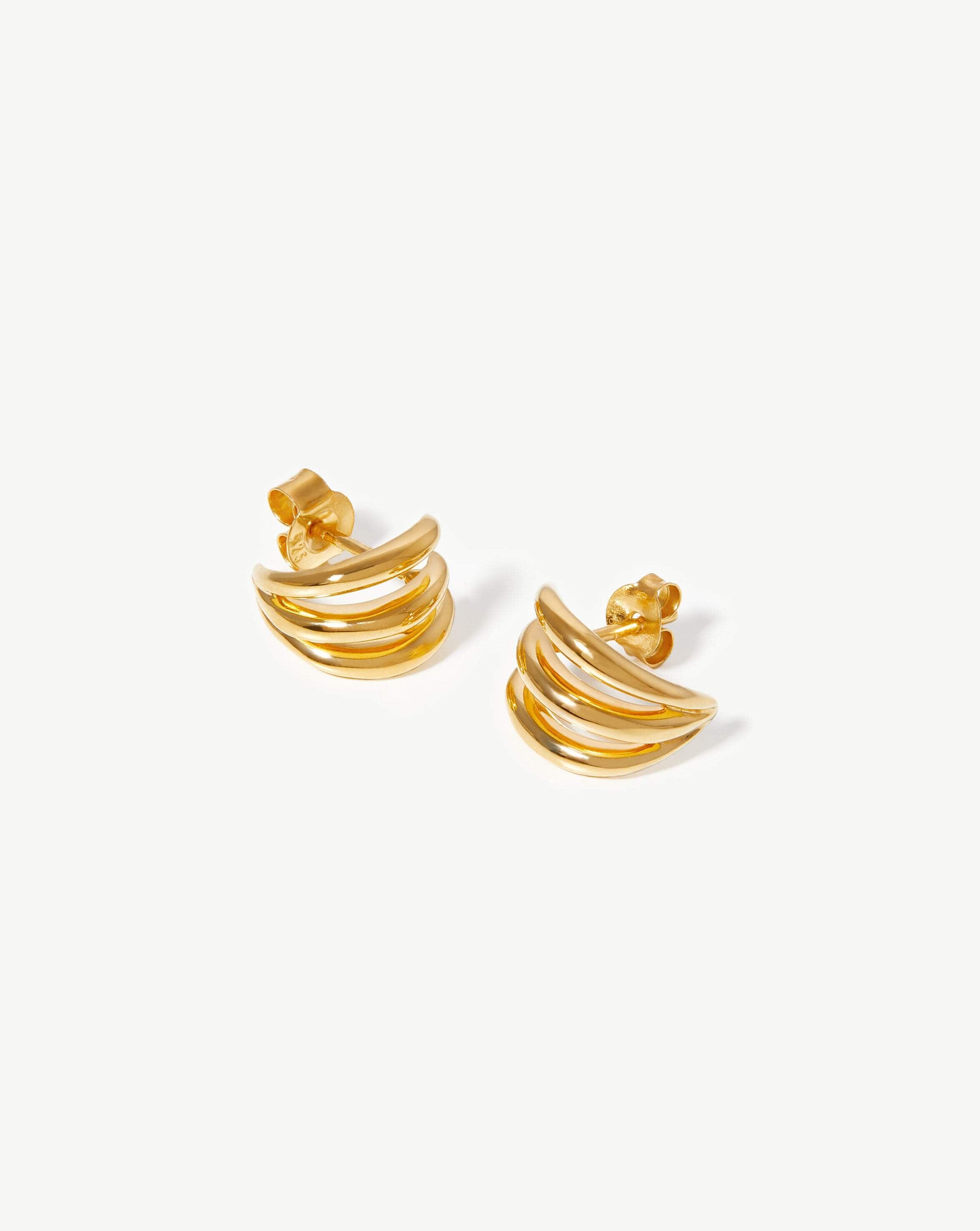 18Ct Gold Plated Vermeil Claw Stud Earrings for Women - Elegant Minimalist Jewelry for Everyday Wear, Date Night & Special Occasions