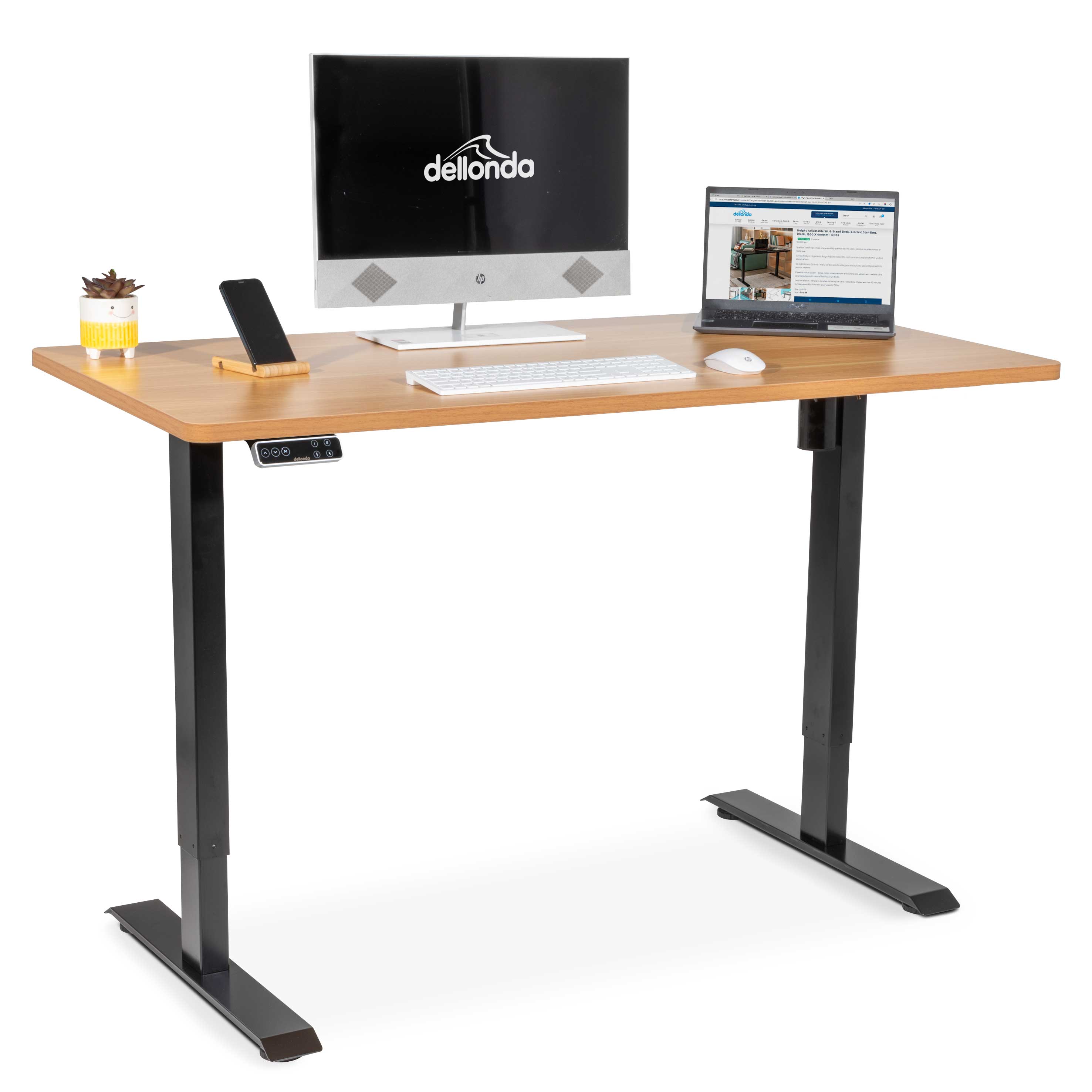 Premium Oak Electric Adjustable Height Standing Desk with Memory Presets - 55