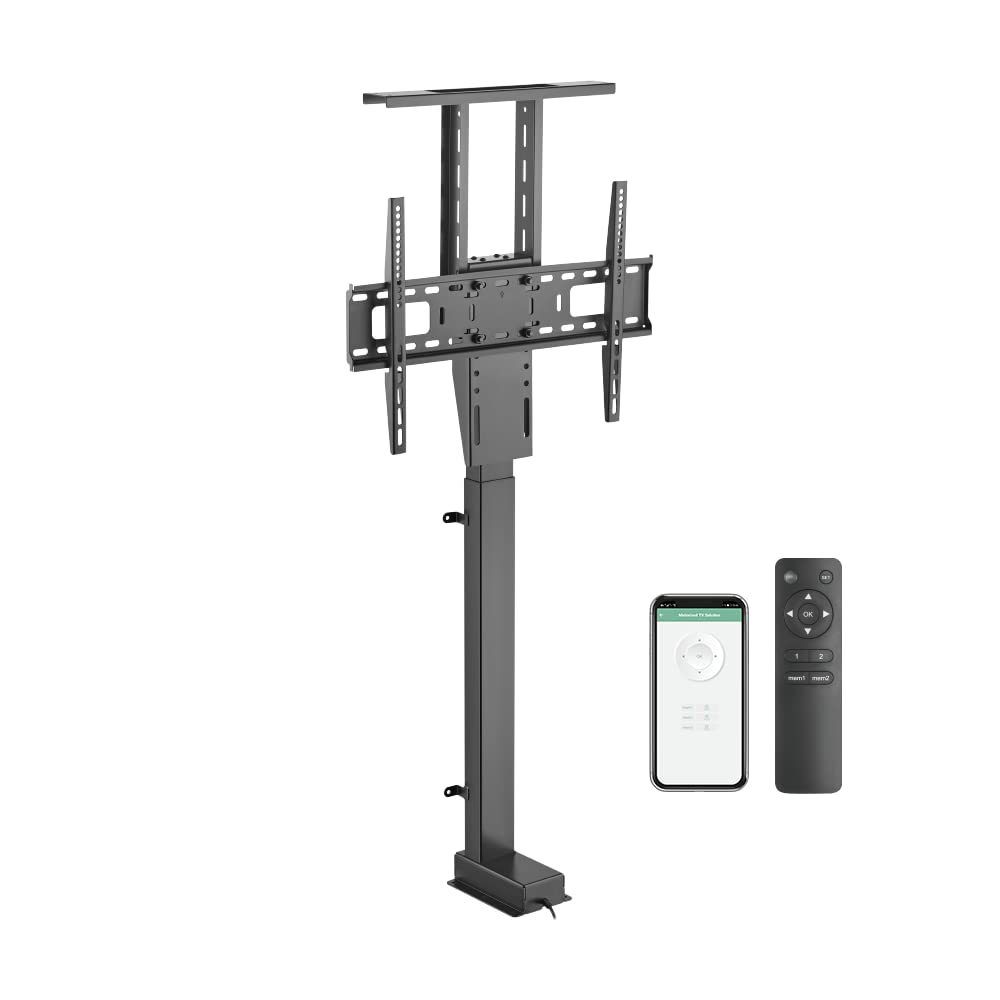 Motorized TV Lift Mount for 37-77 Inch TVs - Vertical Motorized TV Stand with RF Remote & WiFi Smartphone Control | Perfect for Living Rooms, Bedrooms & Home Theaters