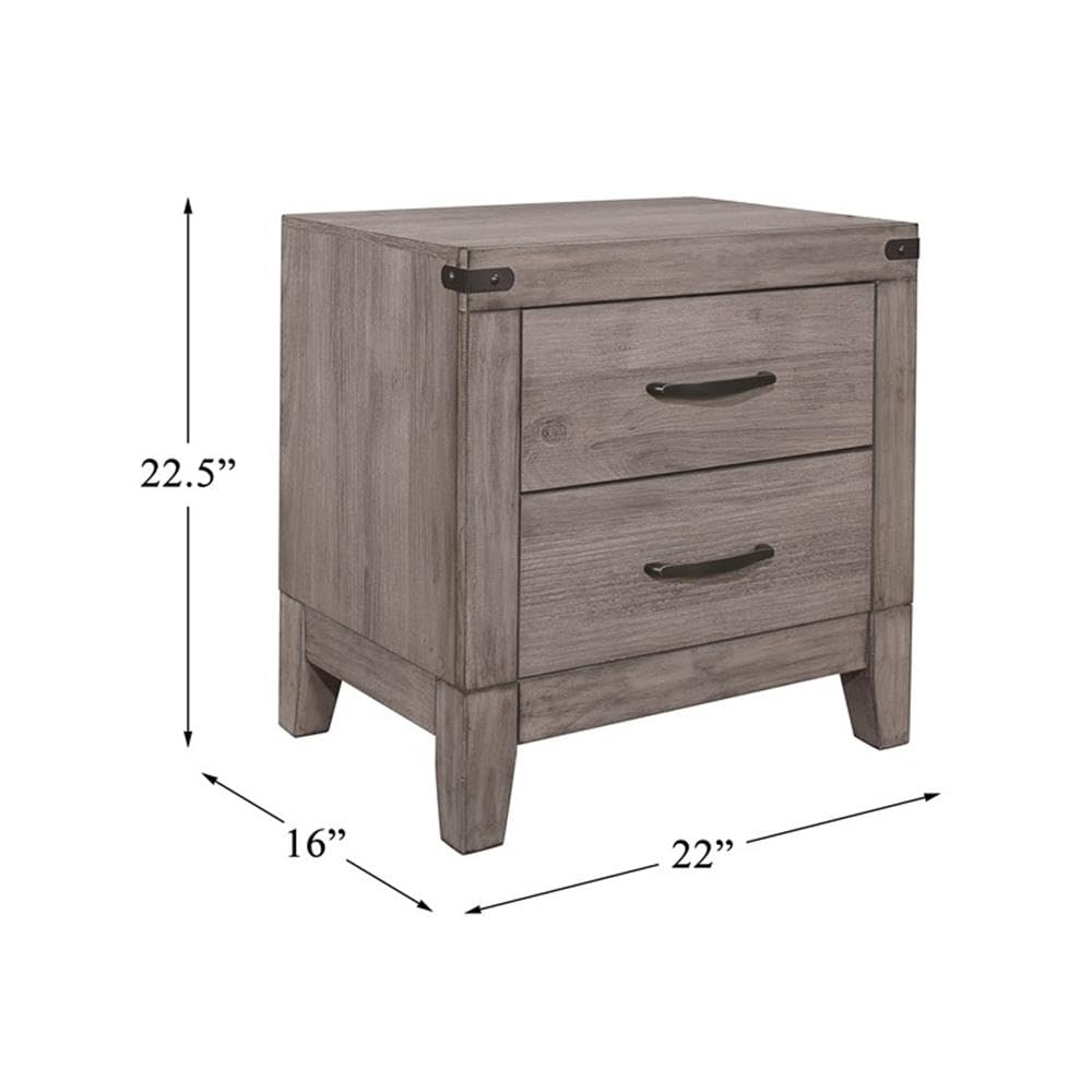 Pemberly Row 2-Drawer Modern Gray Wood Nightstand - Stylish Bedside Table for Bedroom Furniture & Home Decor