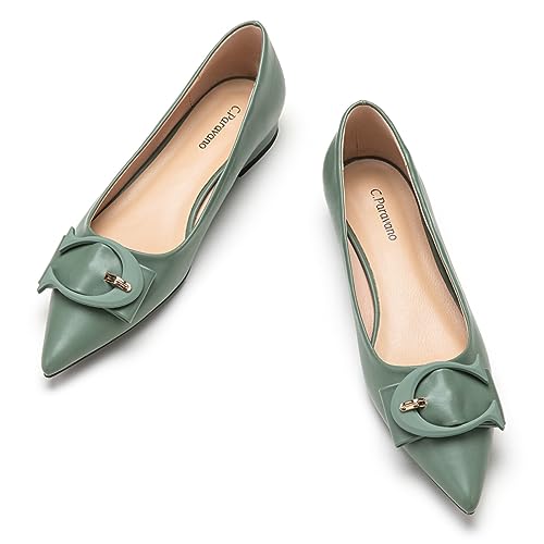 C.Paravano Women's Ballet Flats - Pointed Toe Leather Slip-On Shoes for Work & Everyday Comfort | Elegant Office Flats, Casual Walking Shoes & Professional Dress Shoes for Women