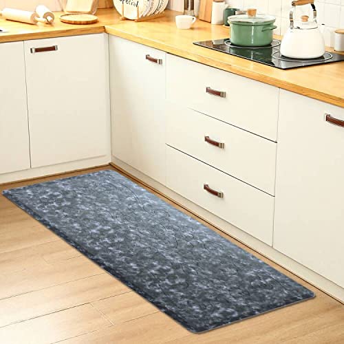 Premium Non-Slip Anti-Fatigue Kitchen Mat - J&V TEXTILES Medallion Embossed Cushioned Floor Mat, Thick Waterproof Standing Mat for Home & Commercial Kitchens (Navy Blue, 17