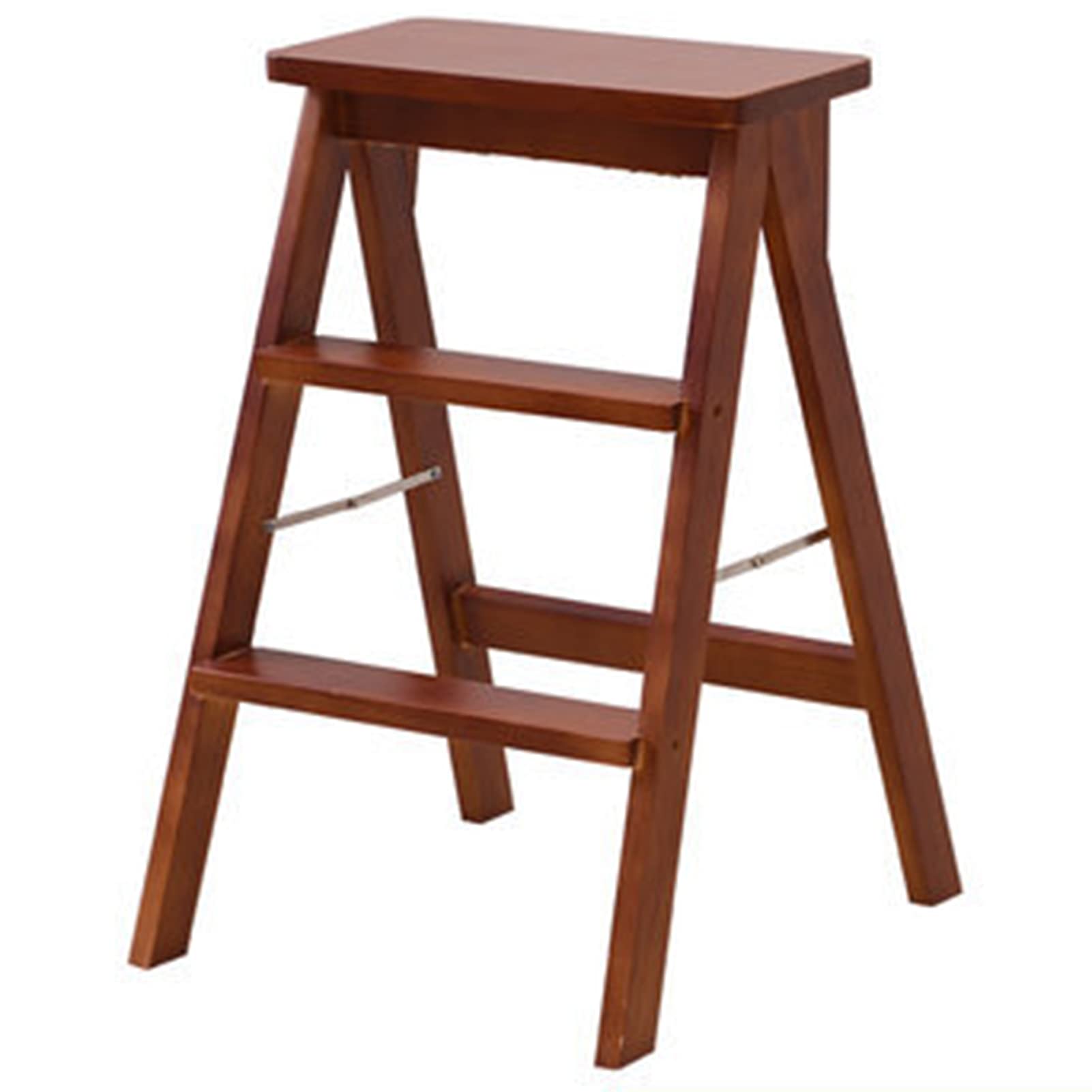 CHEMYO 3-Step Folding Wooden Stool for Adults & Seniors - Portable Step Stool Ladder for Kitchen, Bedroom, Bathroom - Easy to Carry & Store - Perfect for Reaching High Shelves, Changing Light Bulbs, and Home Organization