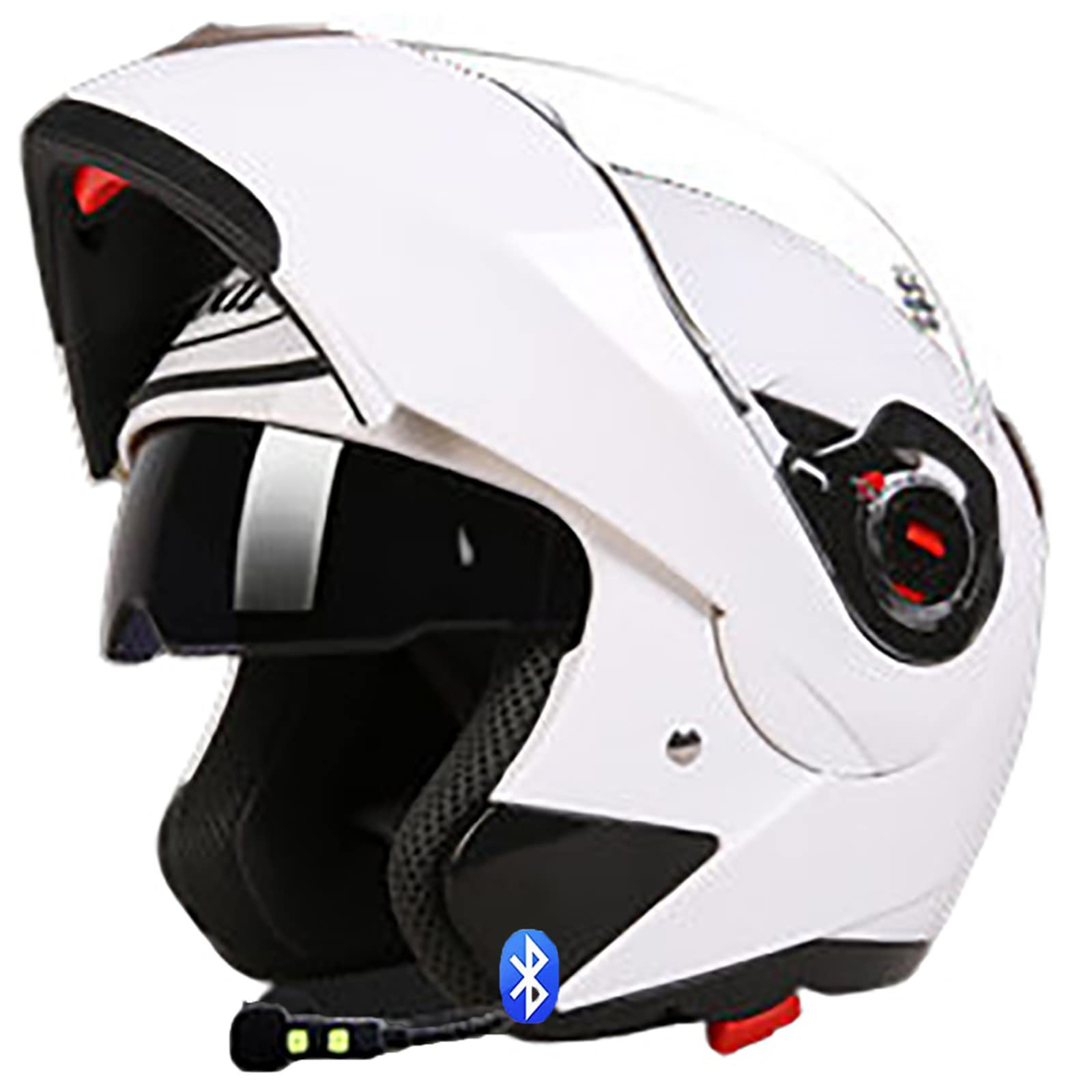 ECE/DOT Approved Flip-Up Motorcycle Helmet with Anti-Fog Dual Visor & Built-in Bluetooth Headset - Men/Women (Sizes 57-59cm) - Ideal for Commuting, Touring & Long-Distance Riding