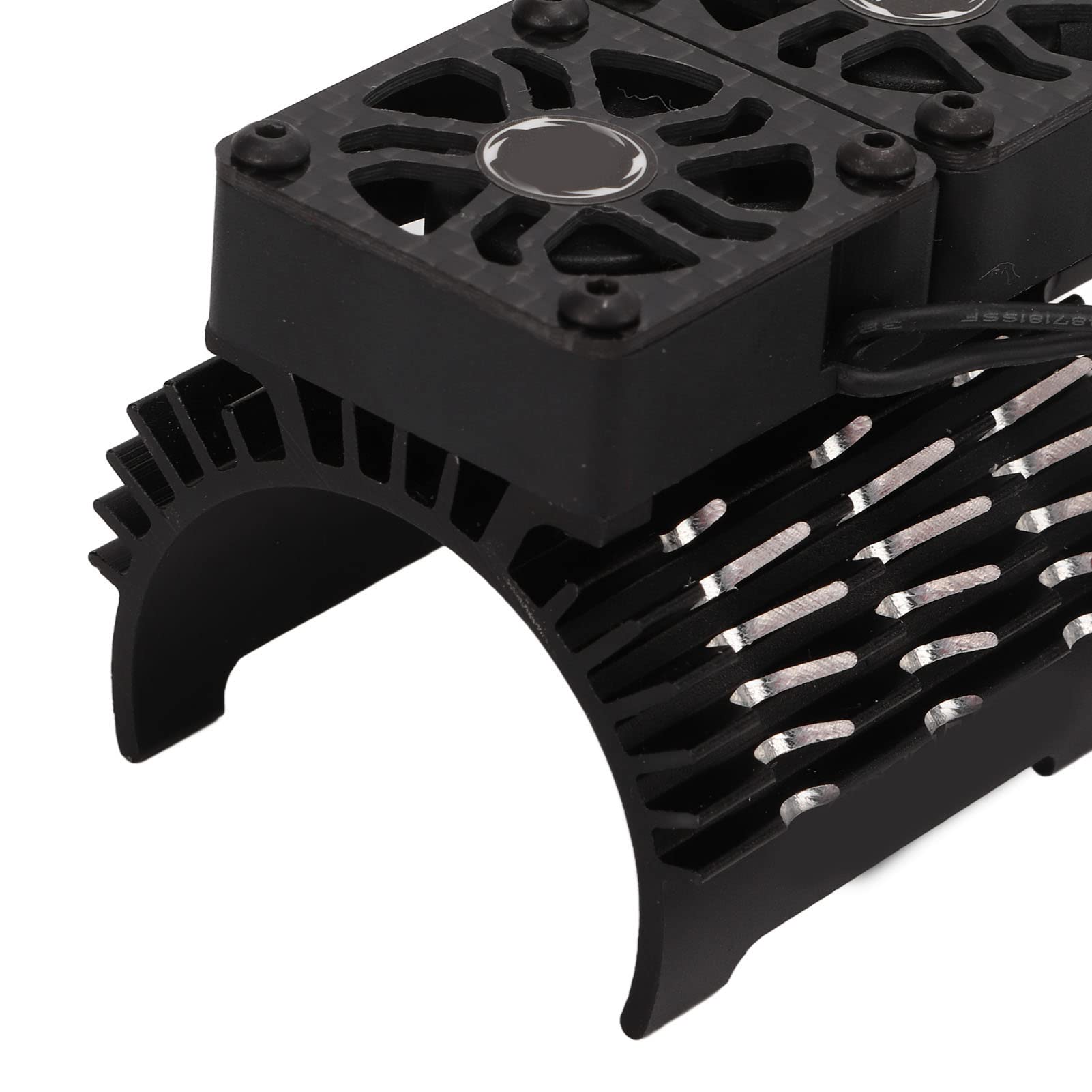 High Performance 40-42mm RC Brushless Motor Cooling Fan - Dual Aluminum Heat Sink for 1/8 Scale Remote Control Cars (Black) | Perfect for Off-Road Bashing, Racing & High-Speed RC Models
