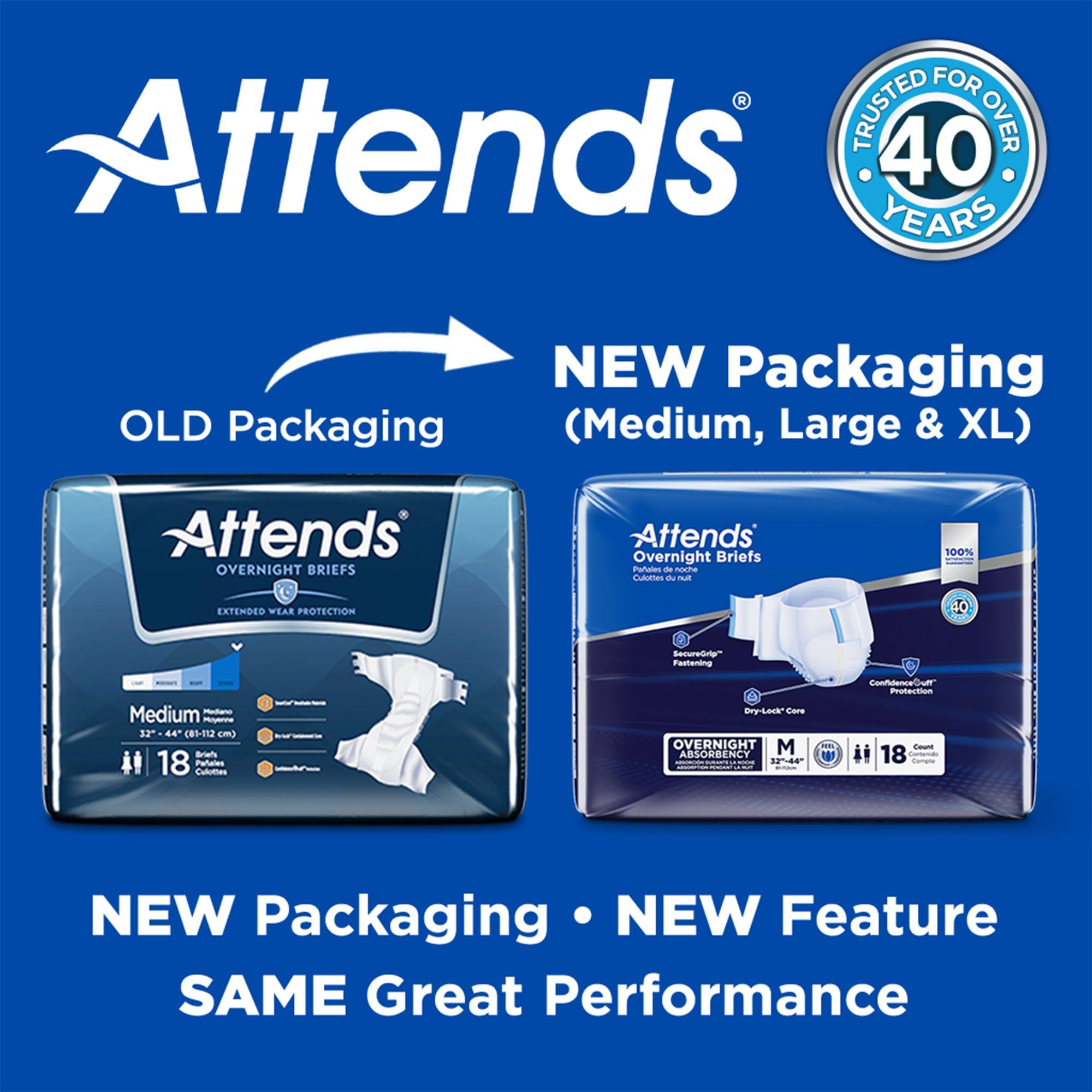 Attends Overnight Disposable Briefs for Adults - Medium (32