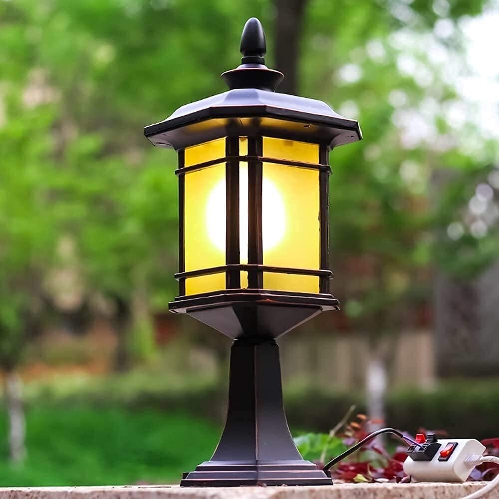 Vintage Outdoor Post Pillar Lantern - IP65 Waterproof Column Light for Doorway, Villa, Garden, Patio, Lawn & Poolside Decor - Perfect for Pathway Lighting and Landscape Illumination