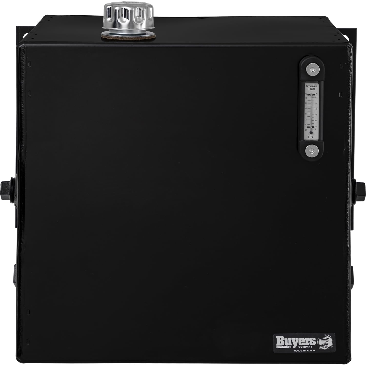 SMR25S 25 Gallon Steel Hydraulic Reservoir with Side Mount, Black Powder Coat, Magnetic Drain Plug & Temperature Sight Gauge - Heavy Duty Truck Hydraulic System Accessories for Construction, Agriculture & Fleet Maintenance