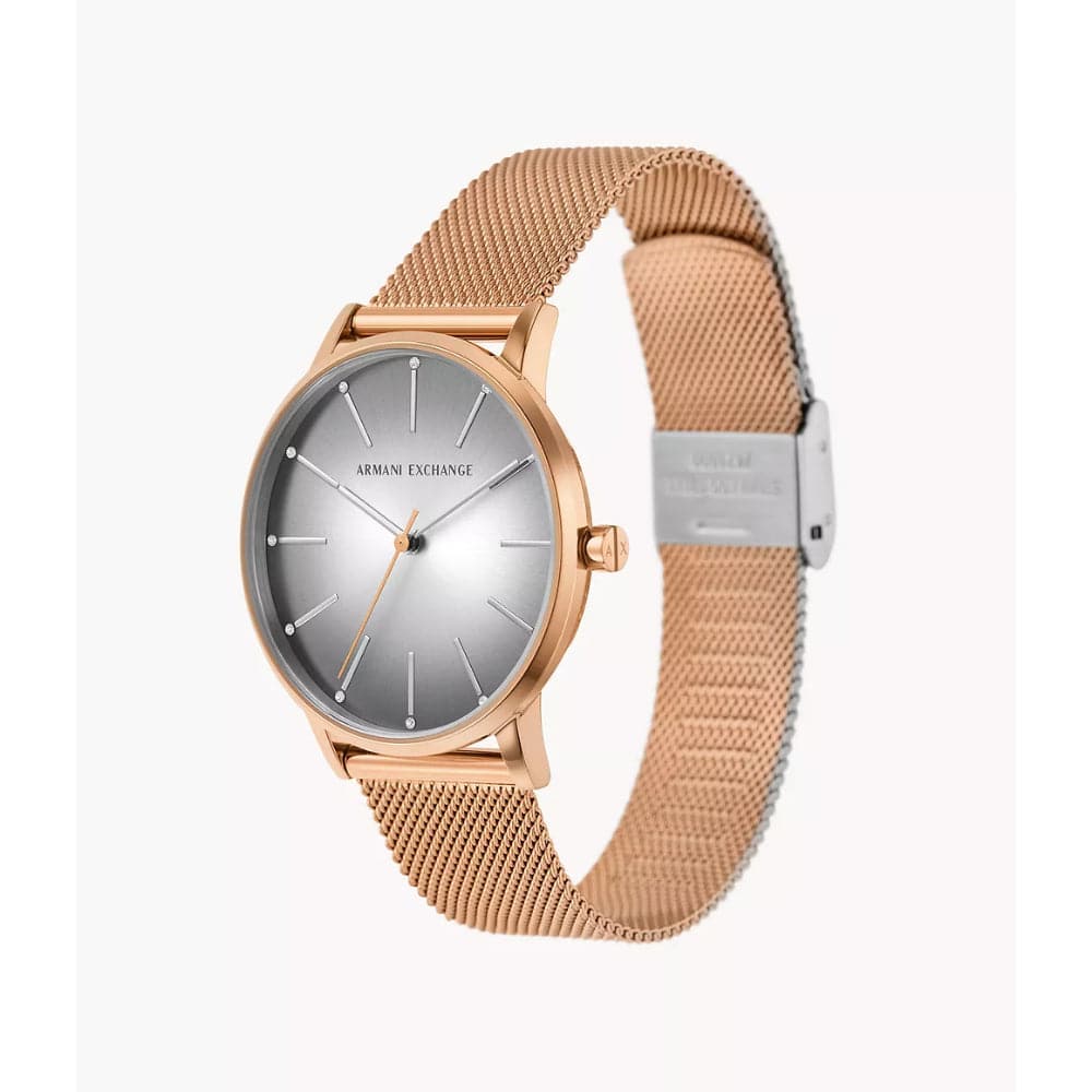 Armani Exchange AX5617 Rose Gold Milanese Strap Unisex Watch - Stylish Luxury Timepiece for Men & Women | Perfect for Office, Date Night & Formal Events
