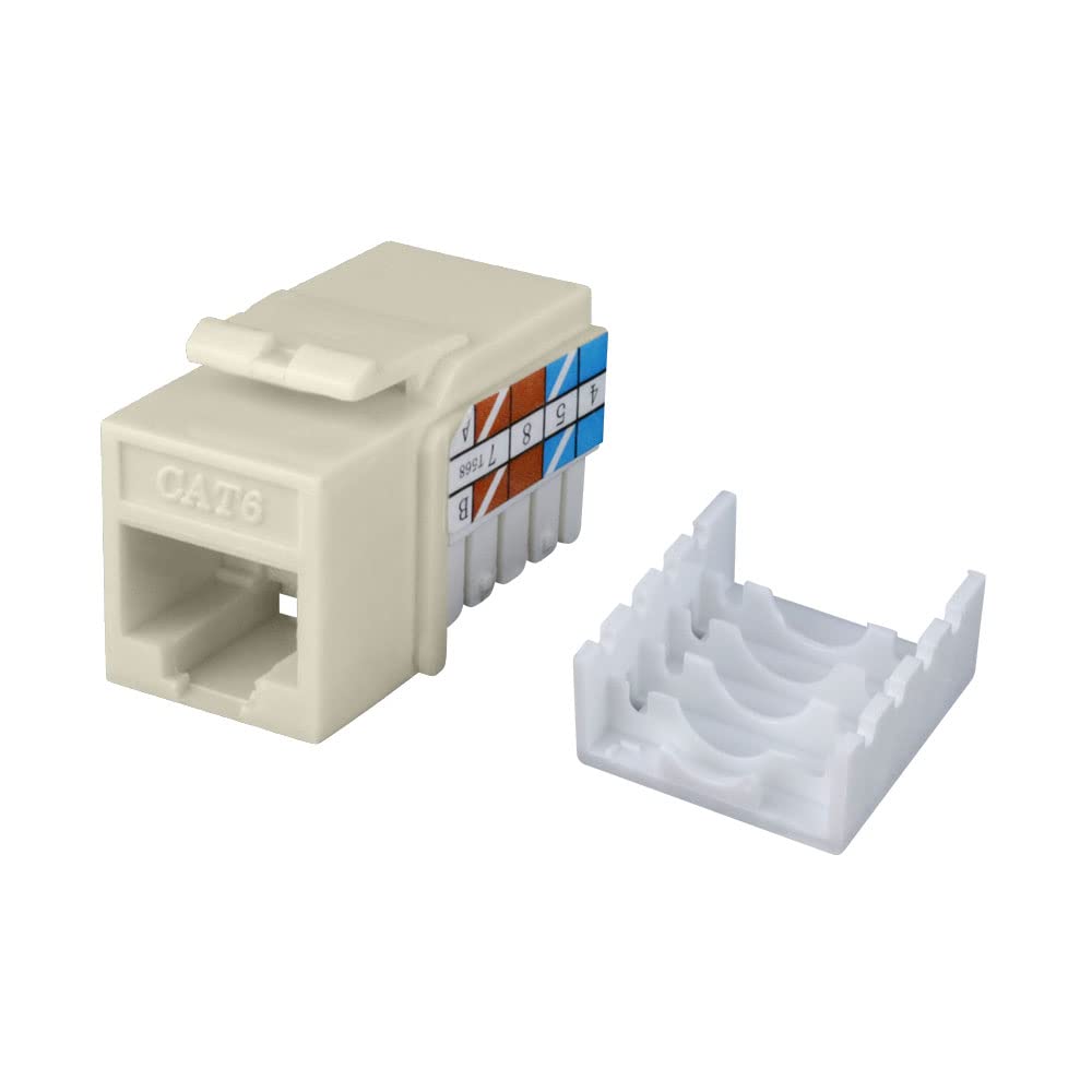 Construct Pro™ Cat 6 Keystone Jack (Almond) - High Speed Ethernet Network Jack for Home & Office Networking, Data Centers, and Server Rooms