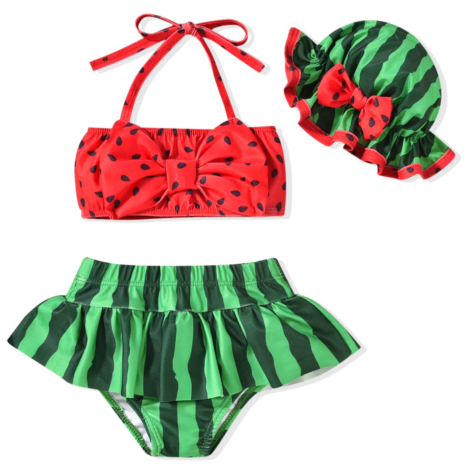 Aalizzwell Baby Girl 2-Piece Bikini Swimsuit with Sun Hat - Cute Toddler Swimwear Set for Beach, Pool & Summer Vacation