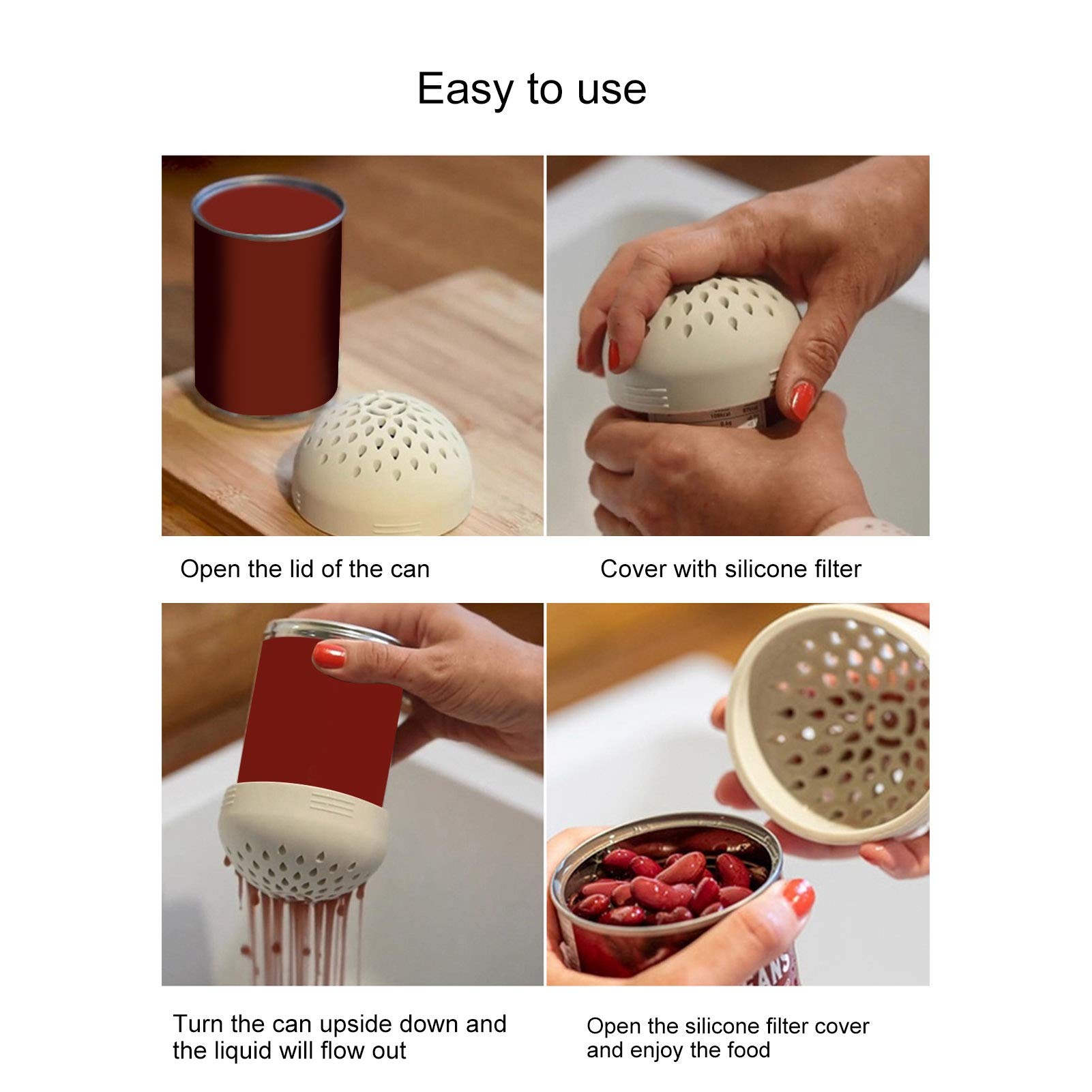 3Pcs Collapsible Silicone Can Colander Strainer - Mini Kitchen Strainer for Cans, Multifunctional Portable Kitchen Gadgets | Perfect for Draining Tuna, Beans, Vegetables & Fruits in Camping, RV or Home Cooking
