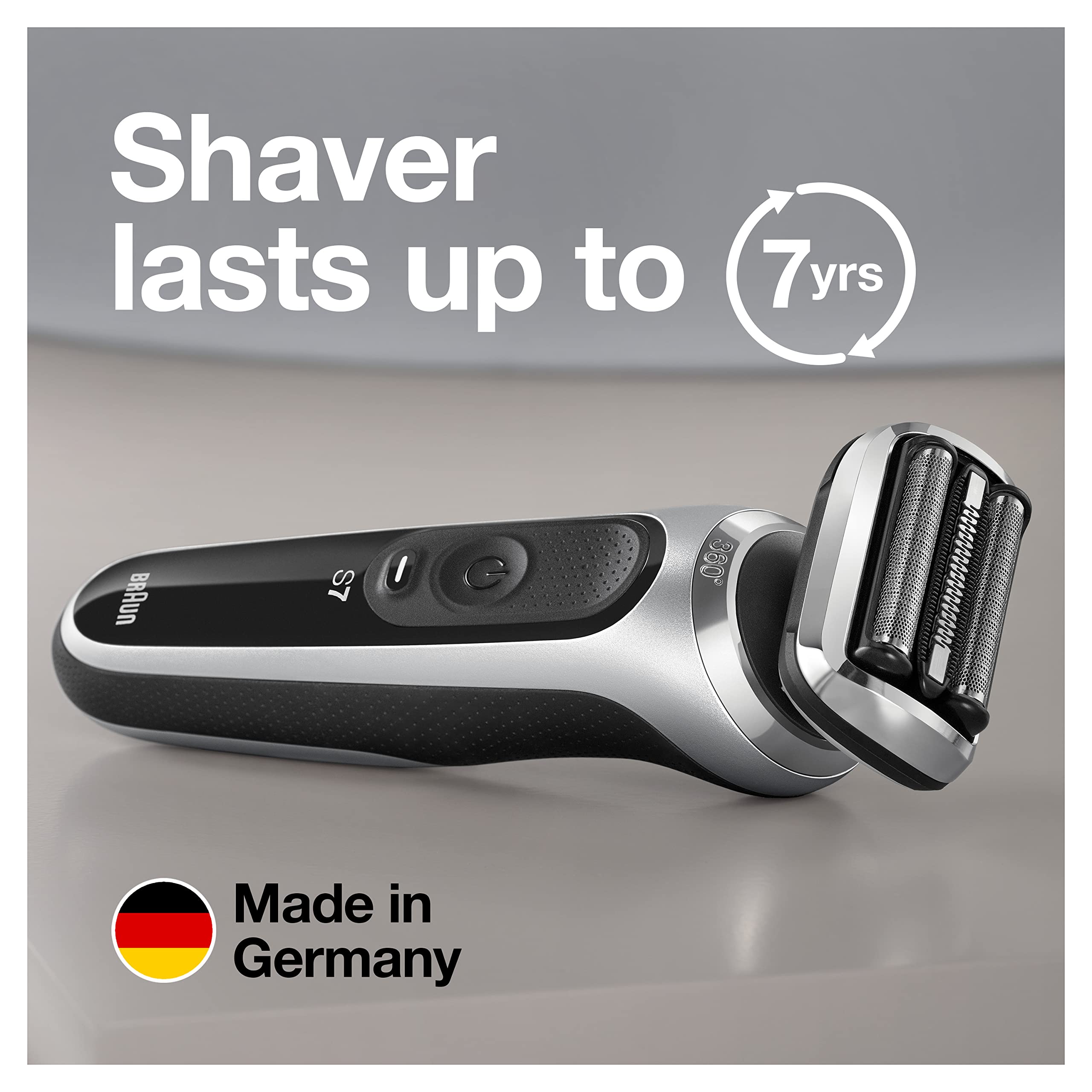 Braun Series 7 7027cs Men's Electric Shaver - Waterproof Foil Shaver for Wet & Dry Shaving with Beard Trimmer - Rechargeable Razor with Charging Stand & Travel Case (Silver Black) - Perfect for Home Use, Travel & Daily Grooming
