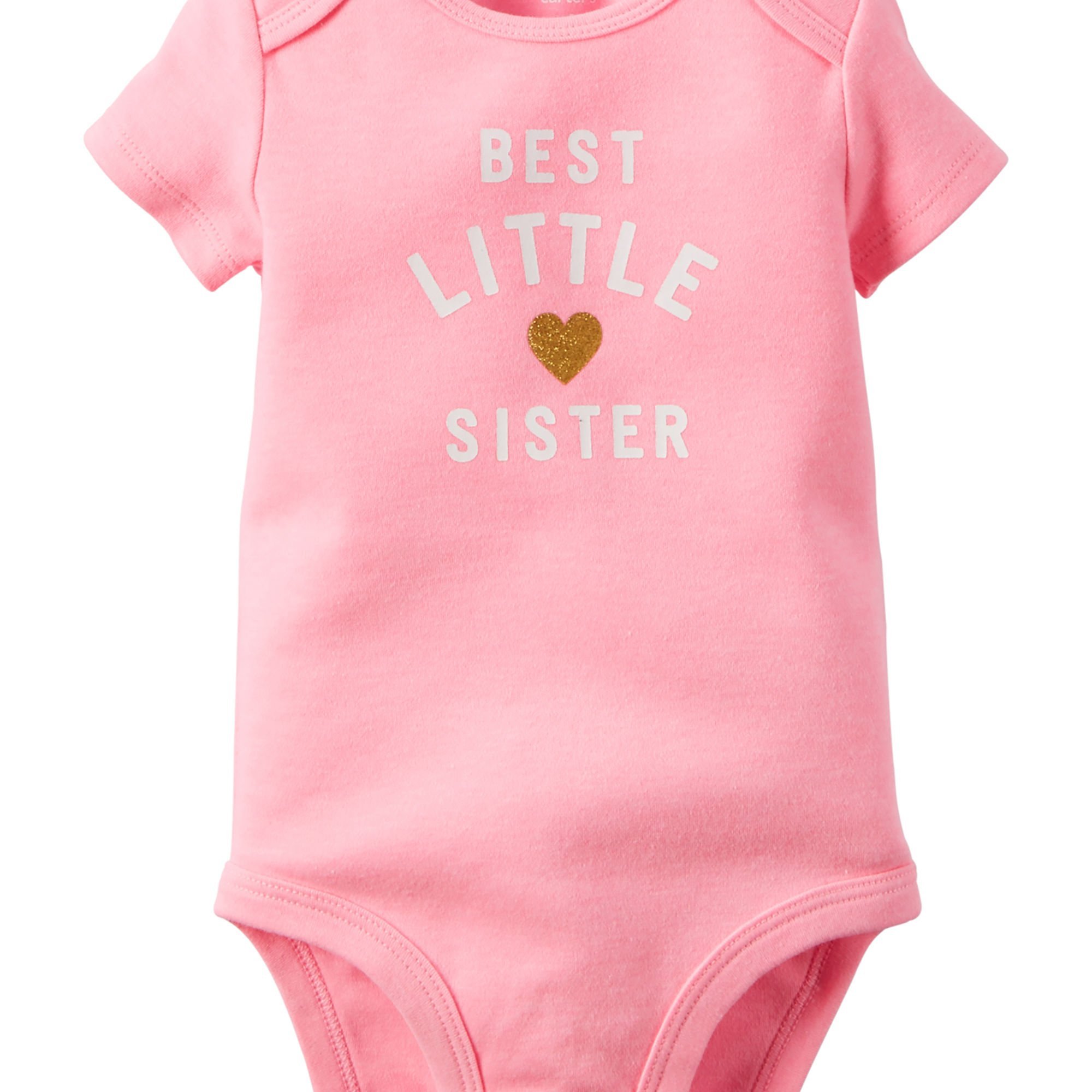 Carter's Baby Girls Best Little Sister Bodysuit - Pink 9 Months | Soft Cotton Onesie for Newborn Siblings, Photo Shoots & Family Gifts