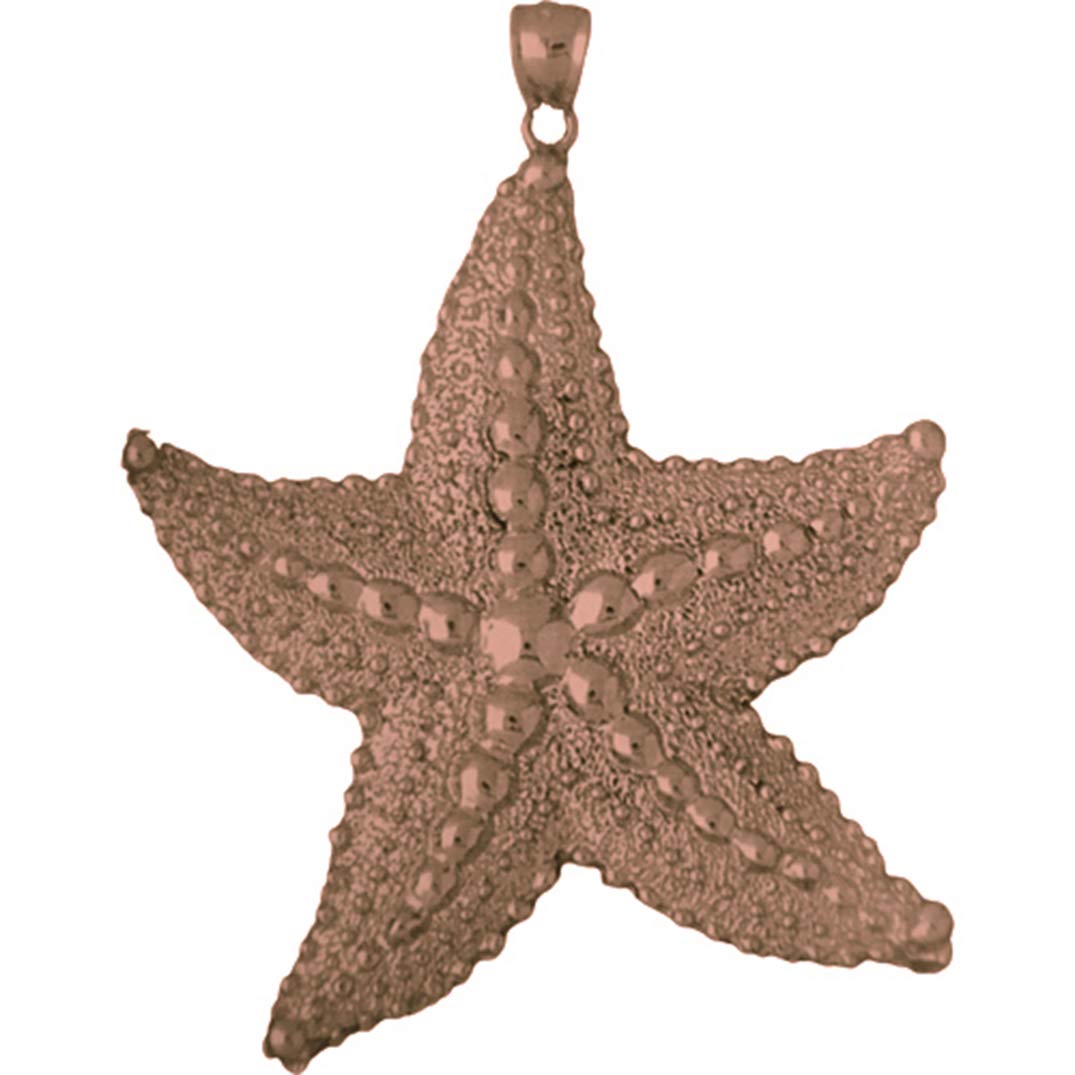 14K Rose Gold Starfish Pendant Necklace - 67mm Elegant Beach Jewelry for Women - Perfect for Summer Vacations, Beach Weddings & Coastal Fashion Accessories