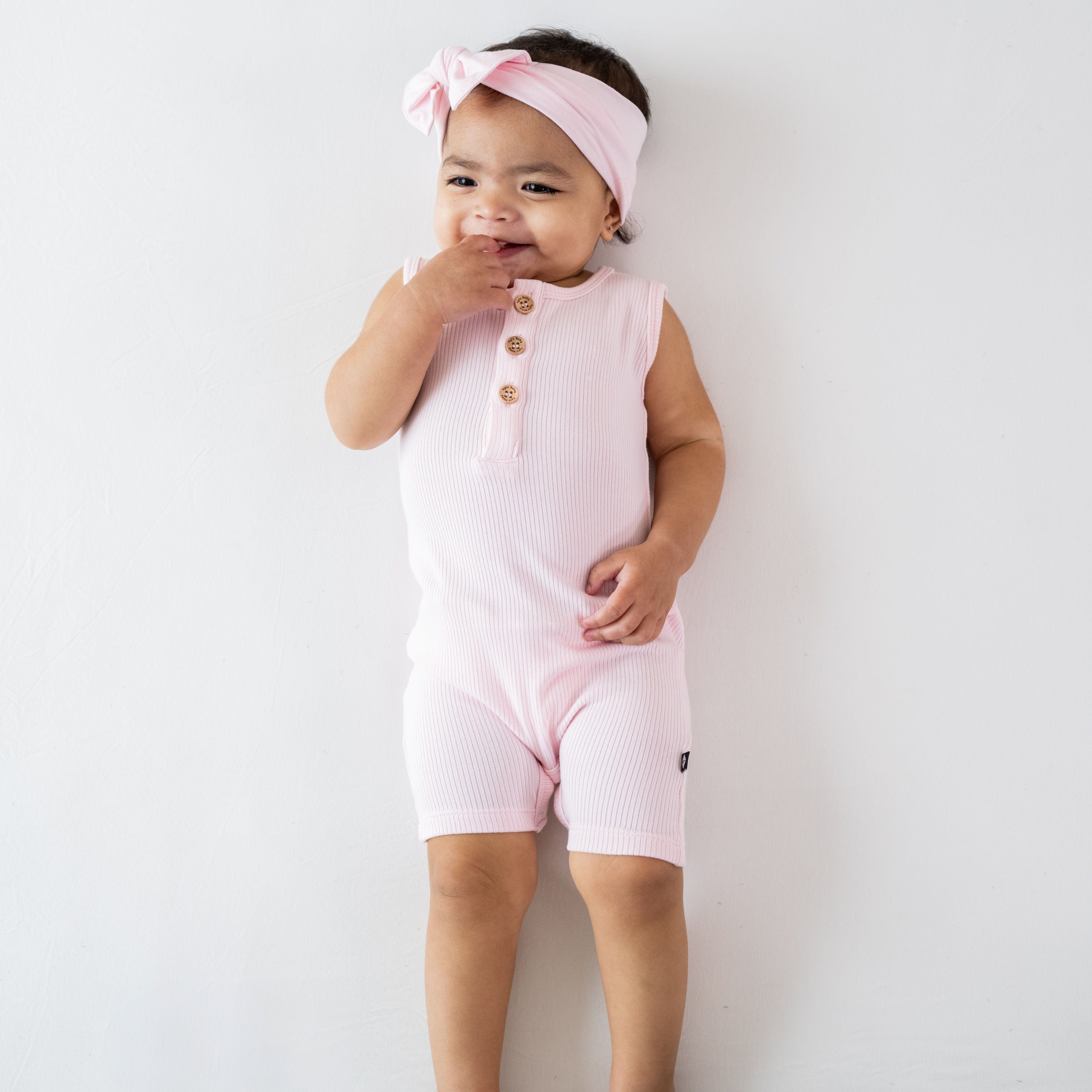 Women's Ribbed Sleeveless Shortall Jumpsuit - Sakura Pink Denim Romper for Summer Outfits, Beach Vacations & Casual Street Style