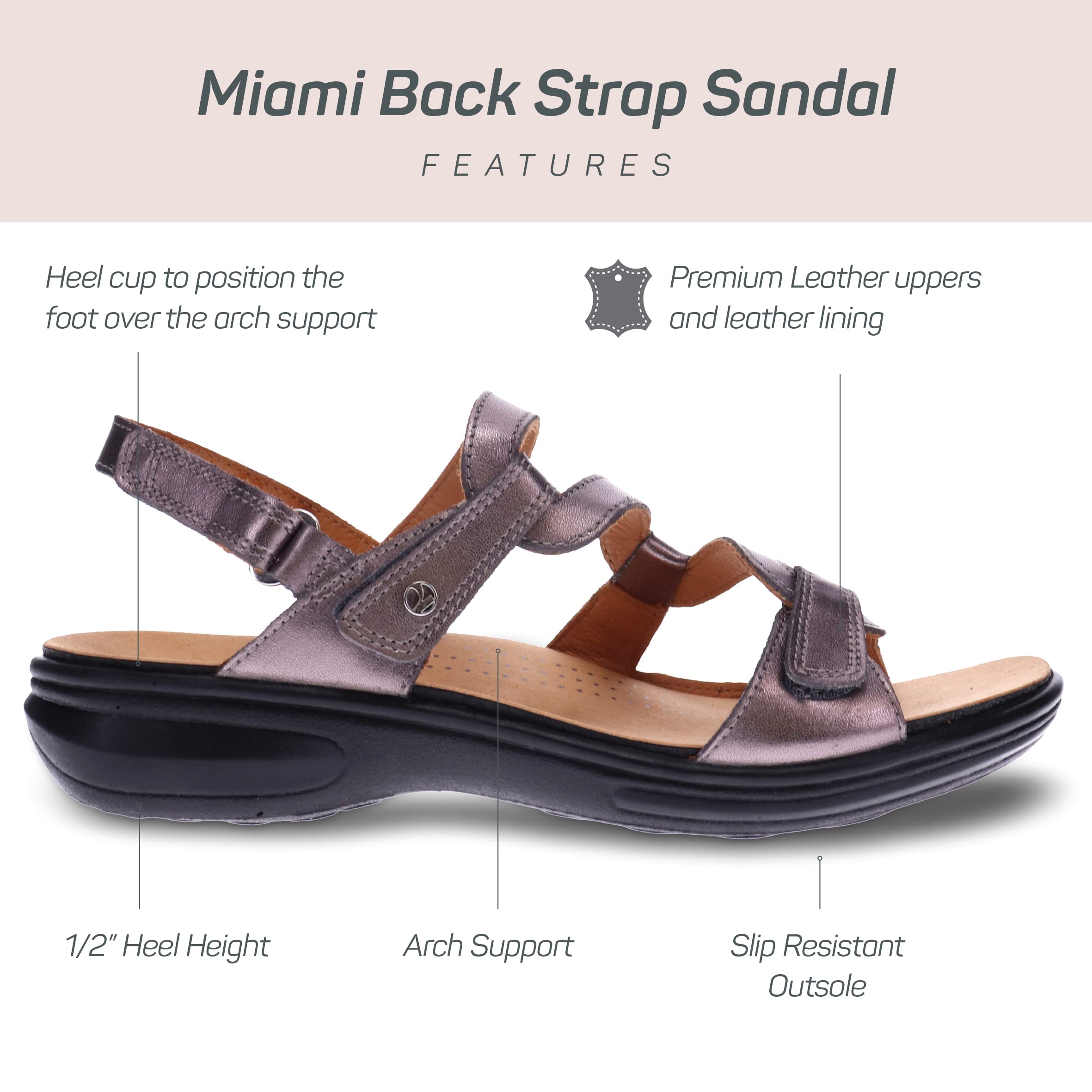 **Revere Women's Miami Leather Sandals – Comfortable & Stylish Summer Sandals for Beach, Travel & Casual Outings**