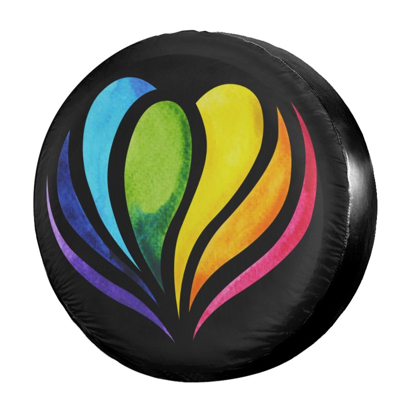 Rainbow Mandala Yoga Spare Tire Cover - 17 Inch Dustproof Wheel Protector for Trailers, RVs, SUVs & Vehicles - Perfect for Camping, Road Trips & Outdoor Adventures