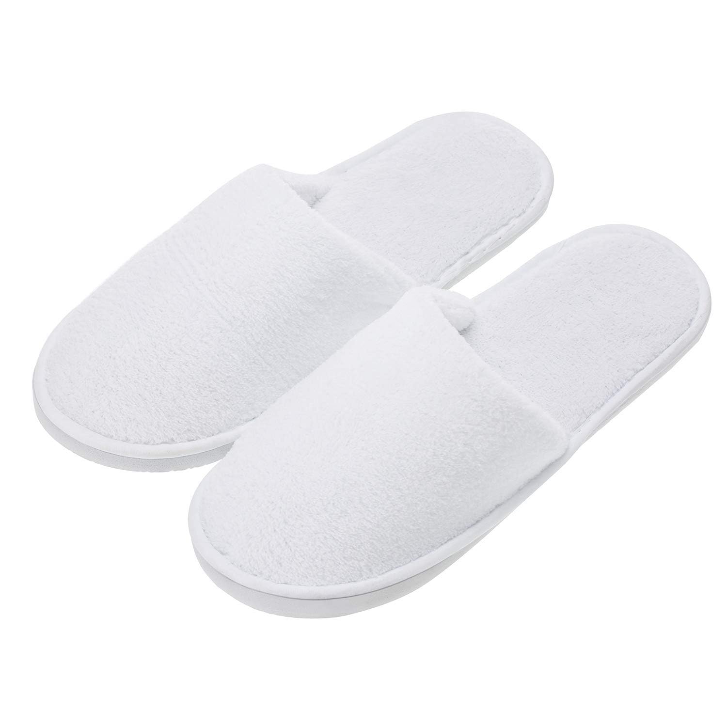 KALPANA'S Disposable Cotton Slippers for Women & Men - Breathable Non-Slip White Hotel Slippers for Spa, Salon & Travel - Soft Closed Toe House Slippers for Guests & Home Use