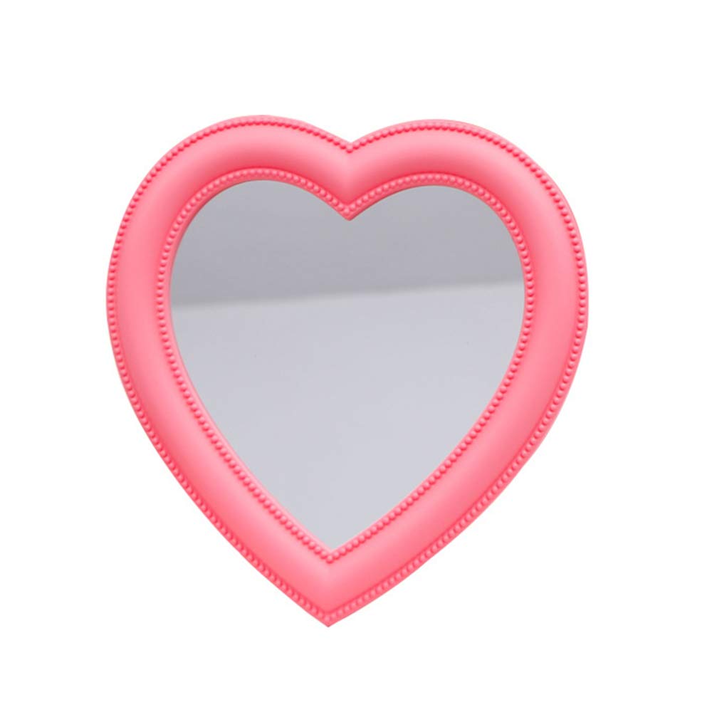 WINOMO Pink Heart Shaped Mirror - Handheld Vanity Mirror for Women & Girls, Portable Makeup Mirror with Stand, Perfect for Home Decor, Travel, and Photo Booth Props