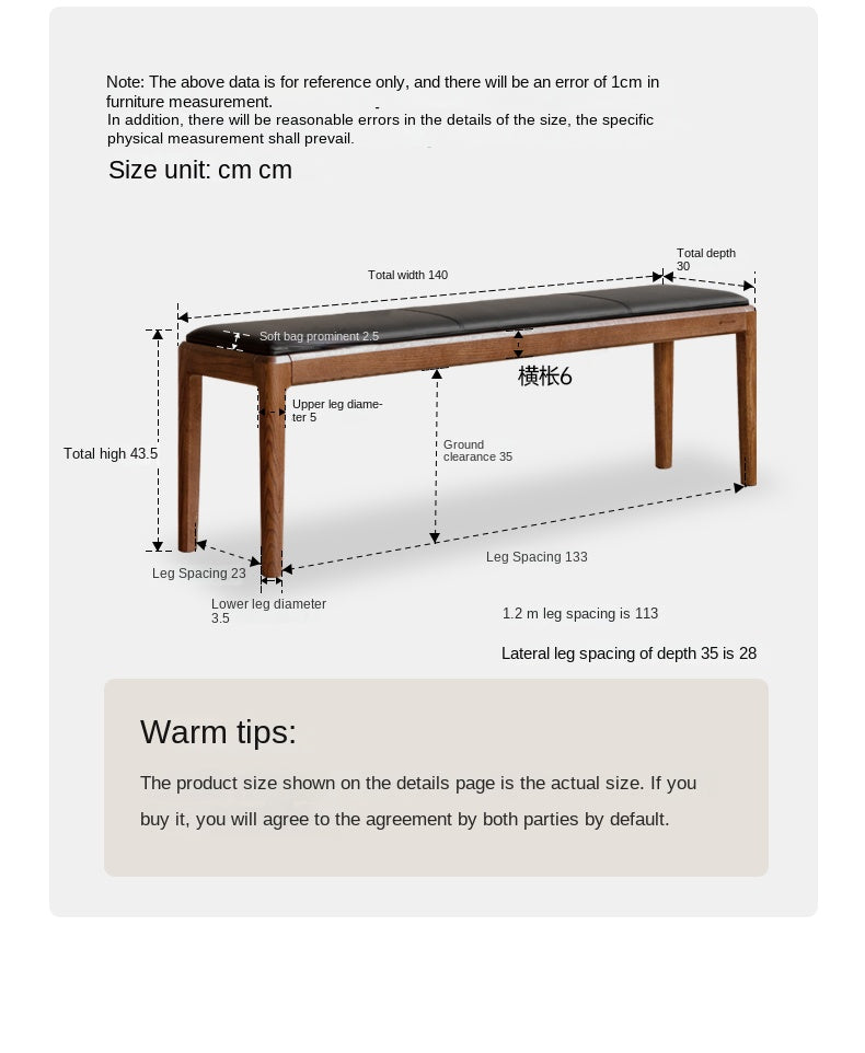 Solid Oak & Black Walnut Nordic Style Long Bench - Modern Wooden Sofa for Living Room, Bedroom, Entryway & Dining Area