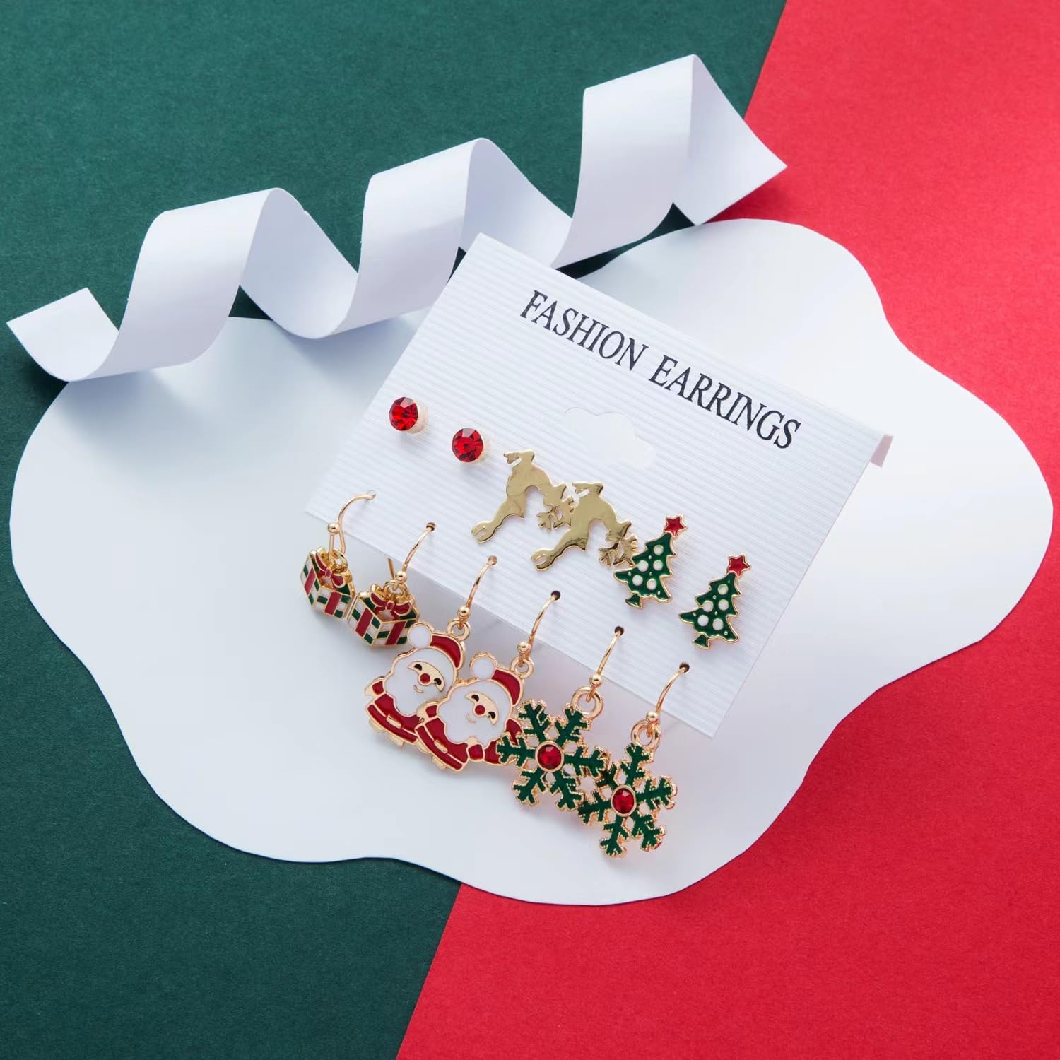 6 Pairs Christmas Stud Earrings for Women - Festive Holiday Jewelry Set with Snowflake, Santa, Reindeer & Snowman Designs - Perfect Gift for Christmas, Parties & Stocking Stuffers