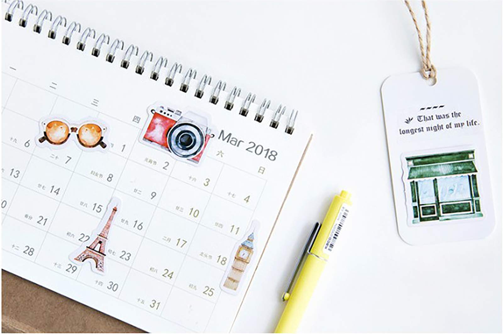 45pcs Mini Scrapbook Stickers Set - DIY Travel Decoration Stickers for Journals, Planners, Laptops, Suitcases & Notebooks | Perfect for Scrapbooking, Bullet Journaling & Travel Memories | Doraking Dimension 44mm