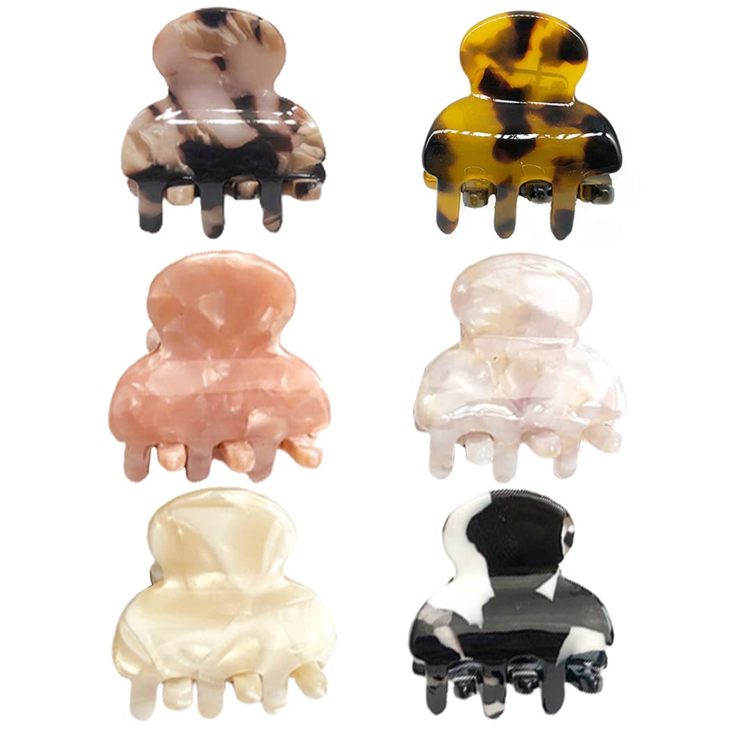 Licogel 6PCS Cute Hair Claw Clips - Non-Slip Small Jaw Clips for Girls' Hair Styling