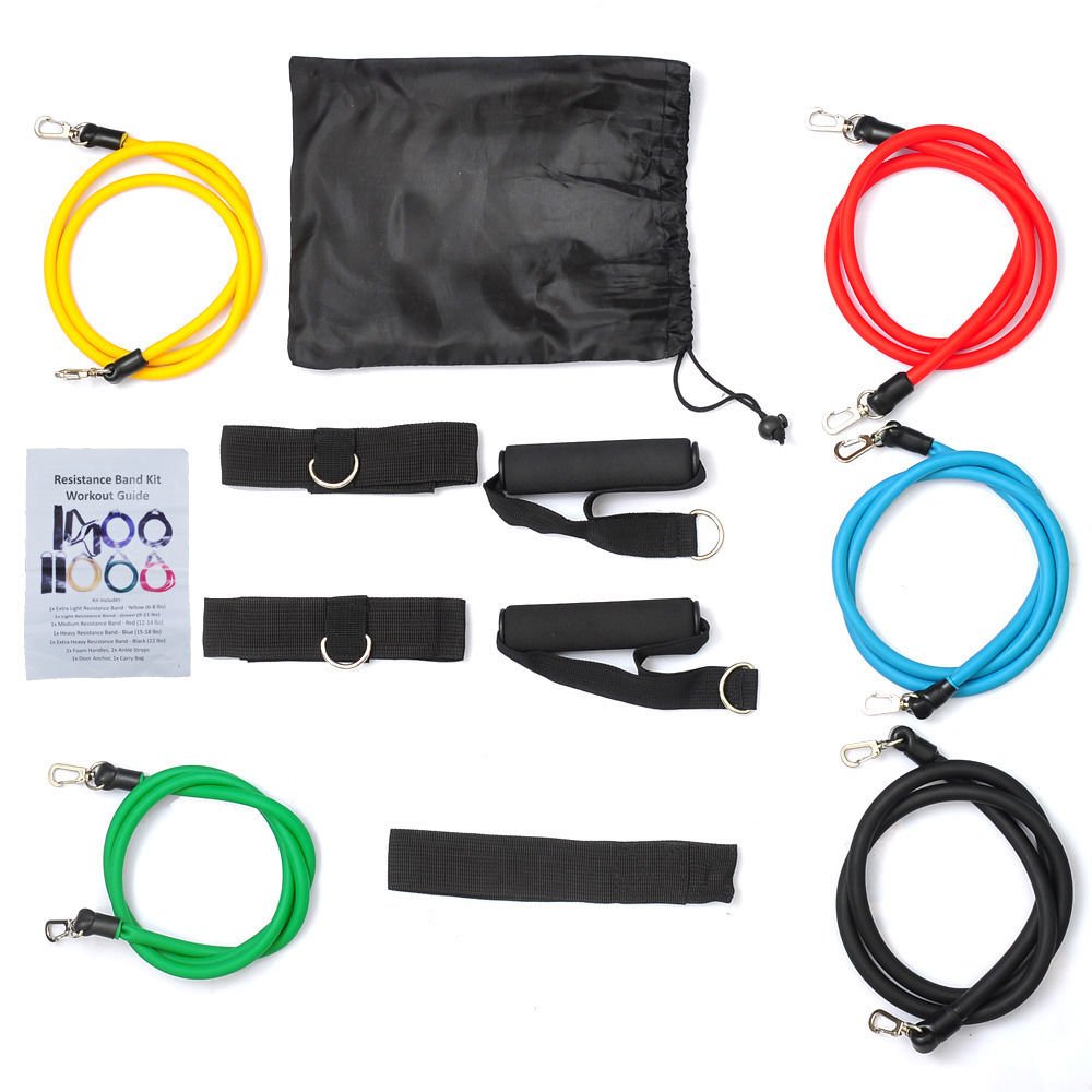 11 PCS Resistance Band Set for Yoga, Pilates, Abs & Full Body Workout - Stretch Exercise Bands for Home Gym, Physical Therapy & Fitness Training