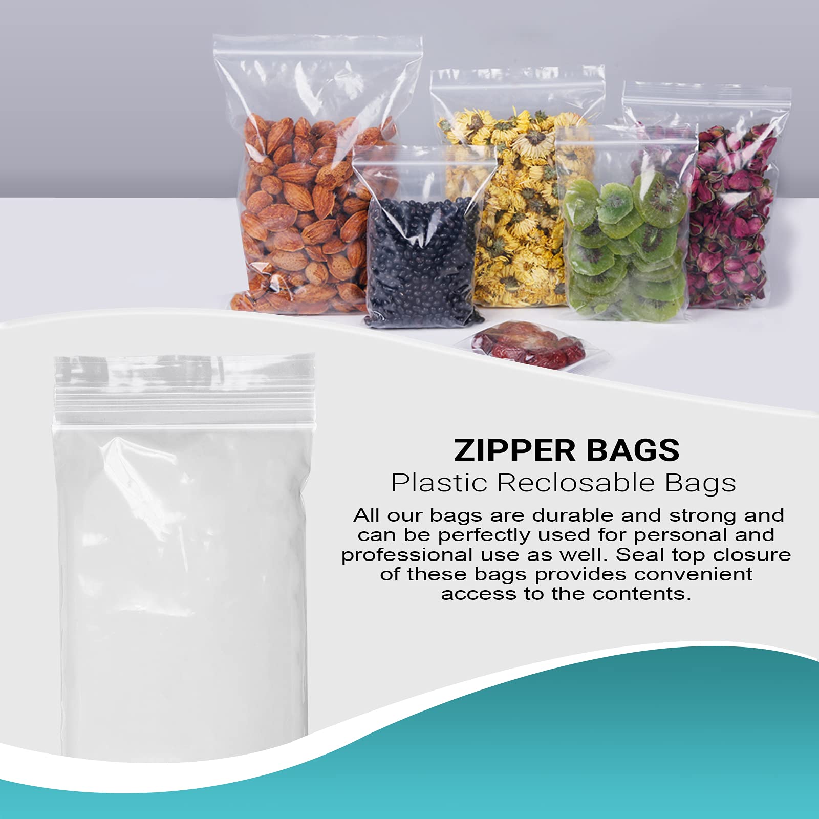 1000 Pack 5x7 Inches Clear Reclosable Zipper Bags - 2 Mil Thick Waterproof Plastic Storage Bags for Jewelry, Crafts & Industrial Use | Durable Zipper Closure for Organizing Small Items