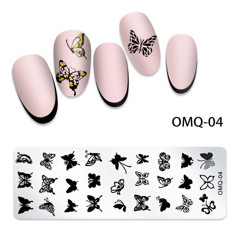 8-Piece Nail Stamping Plate Set - Geometric & Boho Butterfly Designs - Professional Nail Art Stencils & Templates - DIY Acrylic Nail Stamping Kit for Salon & Home Manicure - Perfect for Parties, Weddings & Special Occasions
