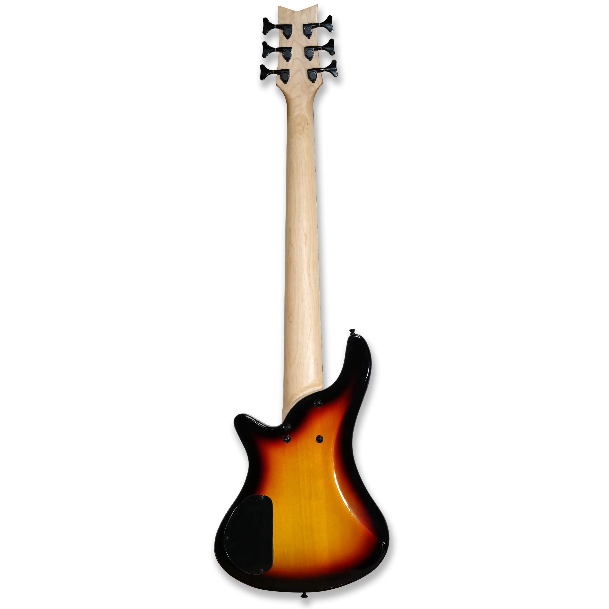 6 String Fretless Electric Bass Guitar with Maple Neck & Poplar Body - Sunburst Finish | Perfect for Jazz, Blues & Studio Recording