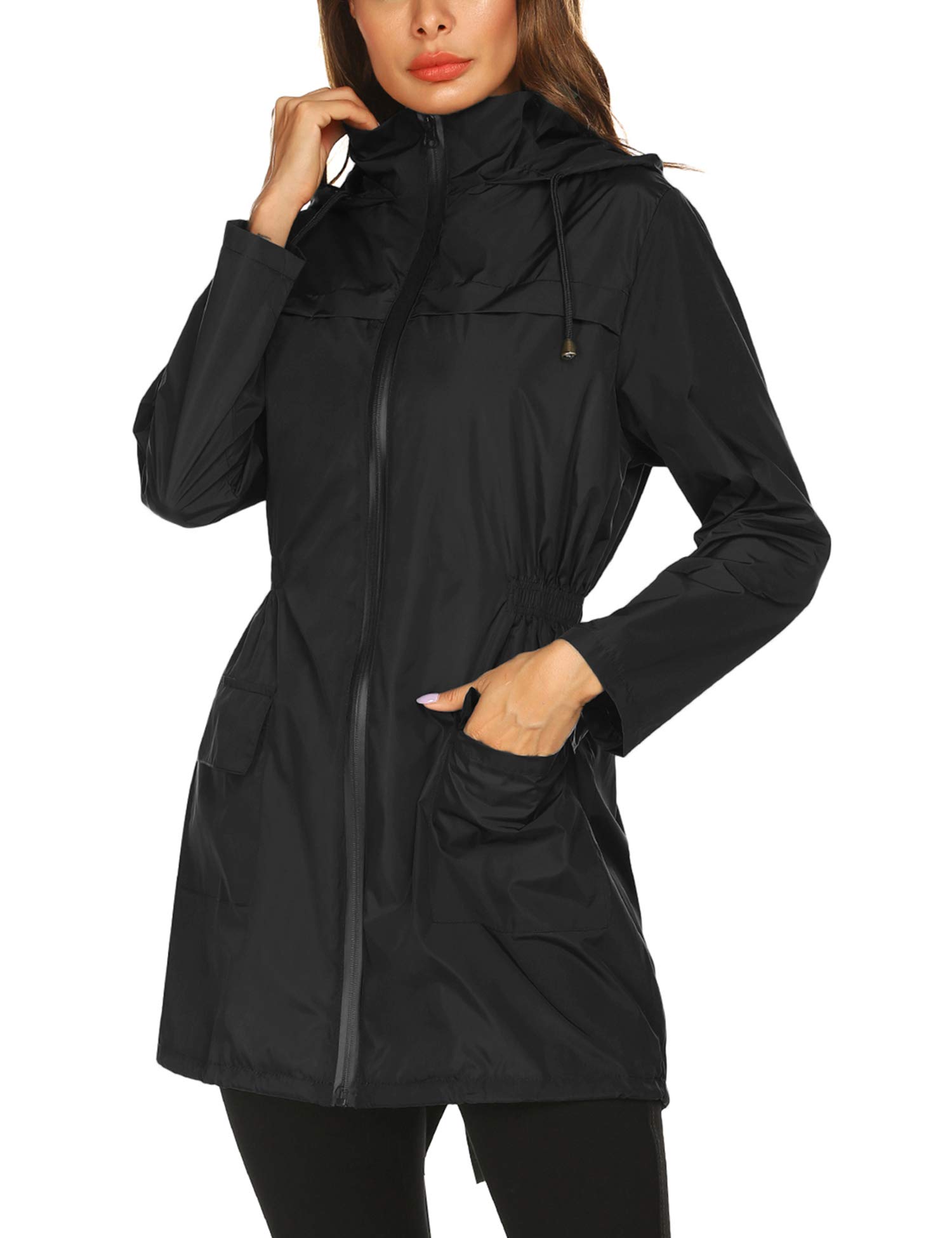 Women's Waterproof Lightweight Packable Hooded Raincoat - Outdoor Hiking Travel Essential