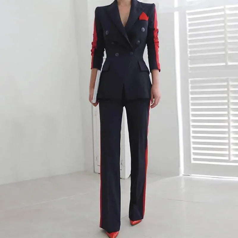 Elegant Women's Pant Suit - Amani Double Breasted Pantsuit for Business, Office & Formal Events | Professional Workwear & Career Outfits