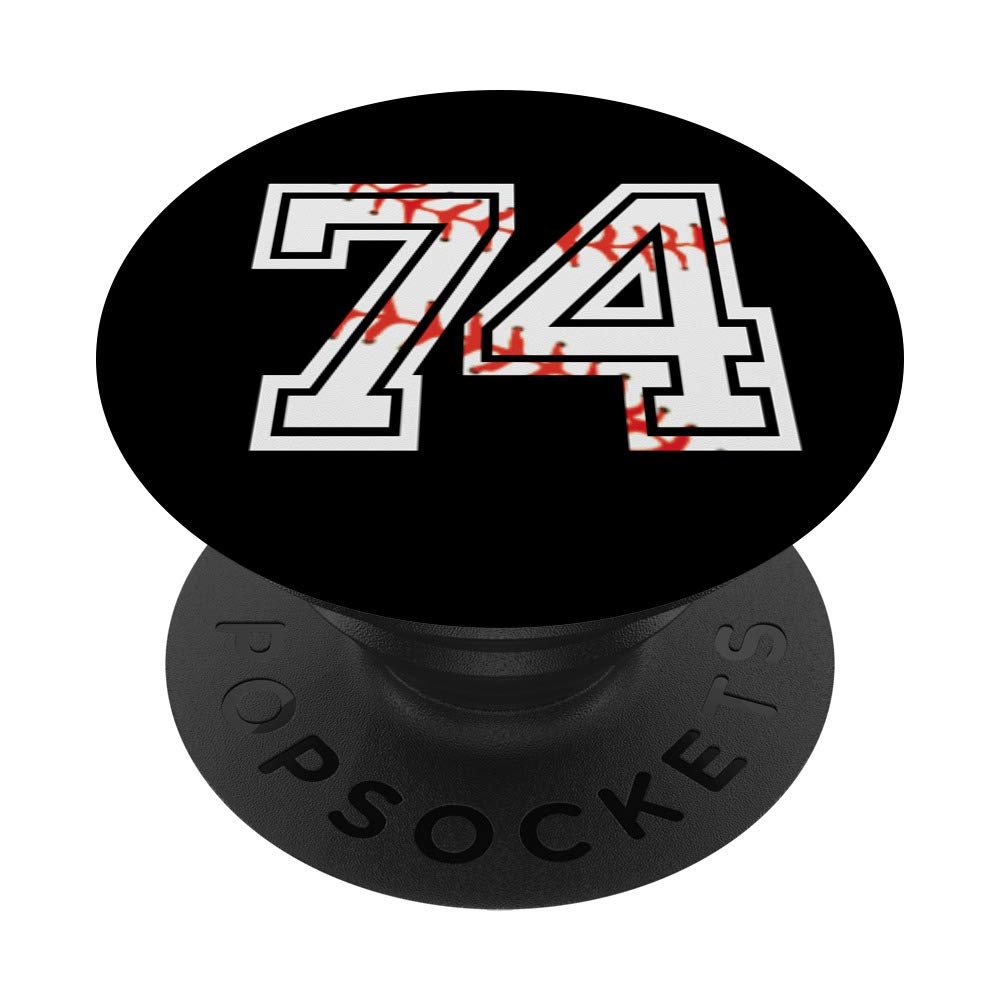 BASEBALL Player #74 Jersey Back No. 74 Sports Pit Ball Gift - PopSockets Grip and Stand for Phones and Tablets - Perfect for Fans, Games, and Everyday Use