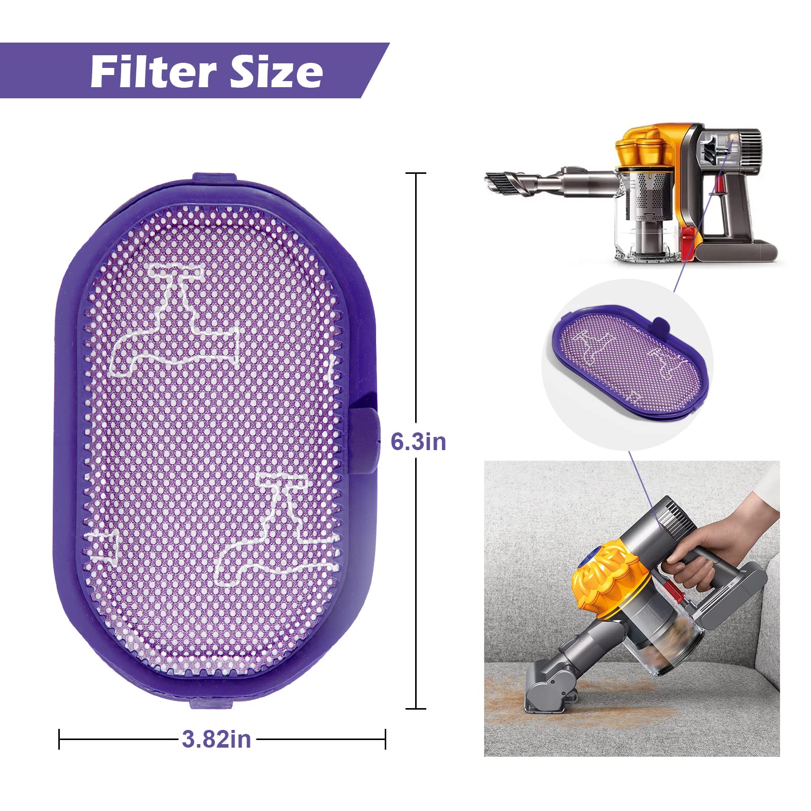 Dyson Vacuum Replacement Washable Filter (2 Pack) - Compatible with DC30, DC31, DC34, DC35, DC44, DC56 Models - Pre-Filter Part #917066-02 - Perfect for Pet Hair, Dust & Allergen Removal - Keep Your Dyson Running Like New