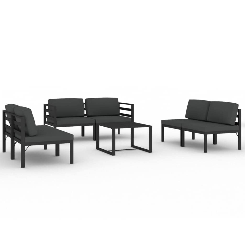 vidaXL 7-Piece Patio Lounge Set with Cushions - Aluminum Outdoor Furniture for Garden, Lawn, Yard, Terrace & Balcony - Durable Anthracite Seating Sofa for Relaxing & Entertaining