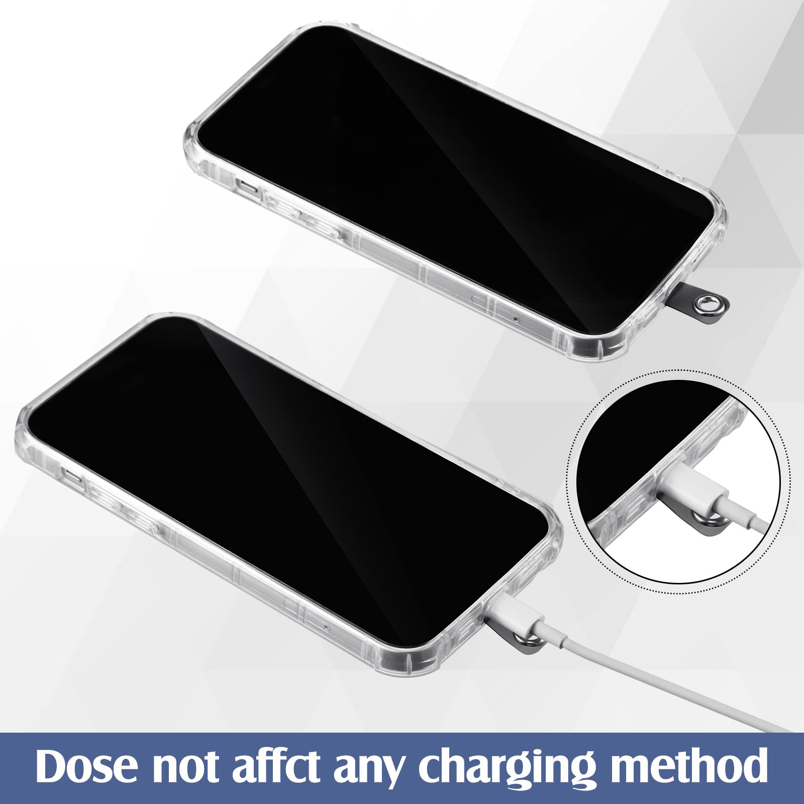 24 Pcs Universal Phone Lanyard Tab TPU Replacement Patches - Compatible with Most Smartphone Cases, Non-Adhesive Safety Tether for Work, Gym & Travel