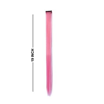 KAVIN Clip In Straight Hair Extensions Set of 2 - Colored Hair Streaks & Highlights for Women & Girls (Peach) | Halloween Costume Accessories, Cosplay & Party Hairstyle Enhancer