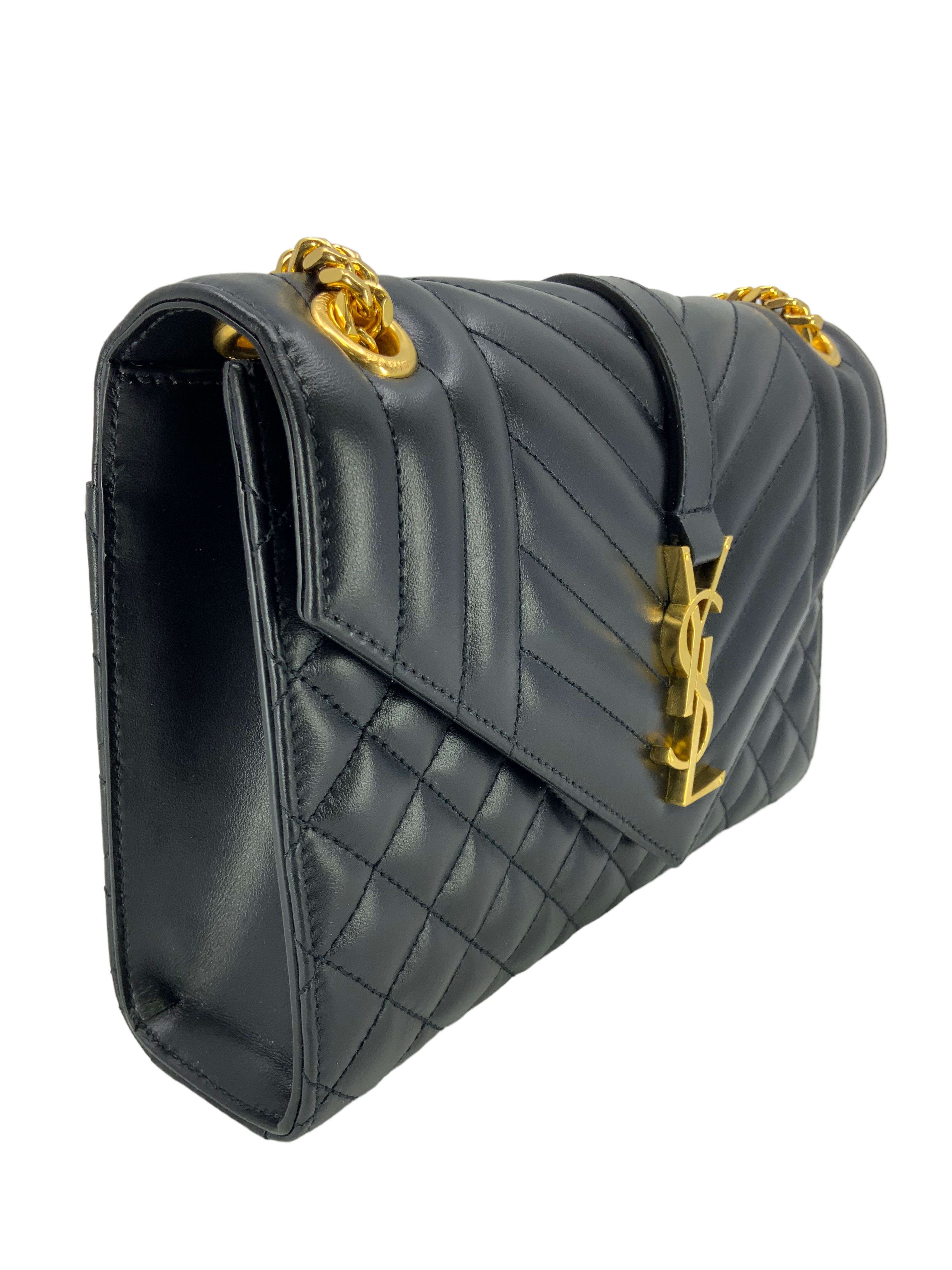SAINT LAURENT Envelope Medium Mix Matelasse Chain Bag - Luxury Designer Crossbody Purse for Women | Perfect for Evening Parties, Date Nights & Special Occasions