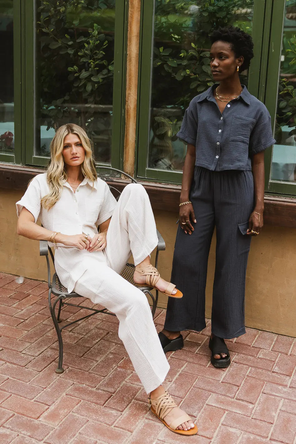 Benji Cotton Gauze Top for Women - Soft & Breathable Slate Blue Blouse - Perfect for Summer, Beach, and Casual Outings - FINAL SALE