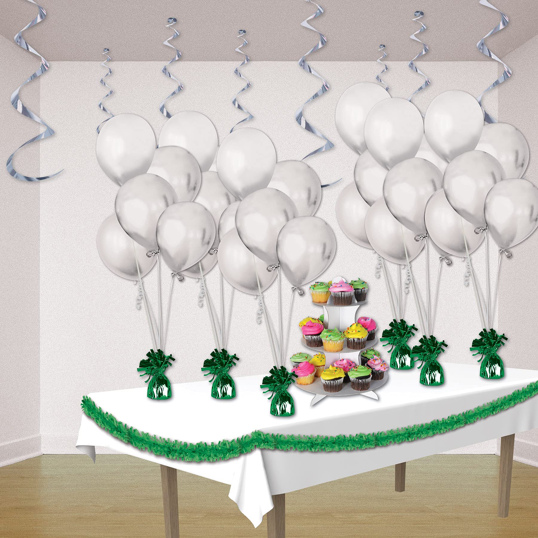 Beistle 24-Piece Green Tissue Paper Garland - 25ft Christmas Party Decorations for Indoor Home, Wedding & Holiday Celebrations | Perfect for Tree Trimming, Mantel Decor & Festive Backdrops