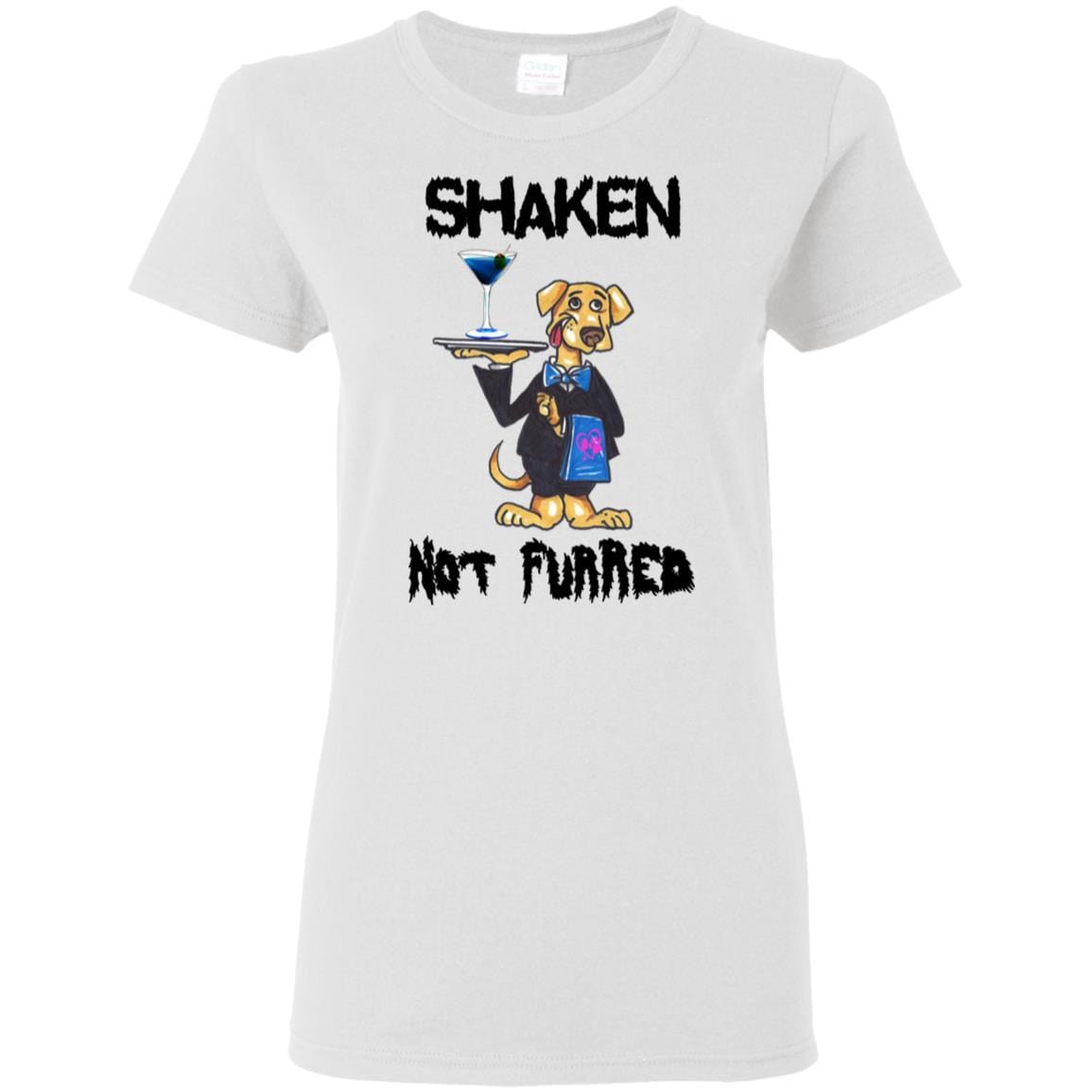 WineyBitches.Co Shaken Not Furred Women's 5.3 oz Cotton T-Shirt - Perfect for Casual Wear, Girls Night Out & Wine Tasting Events