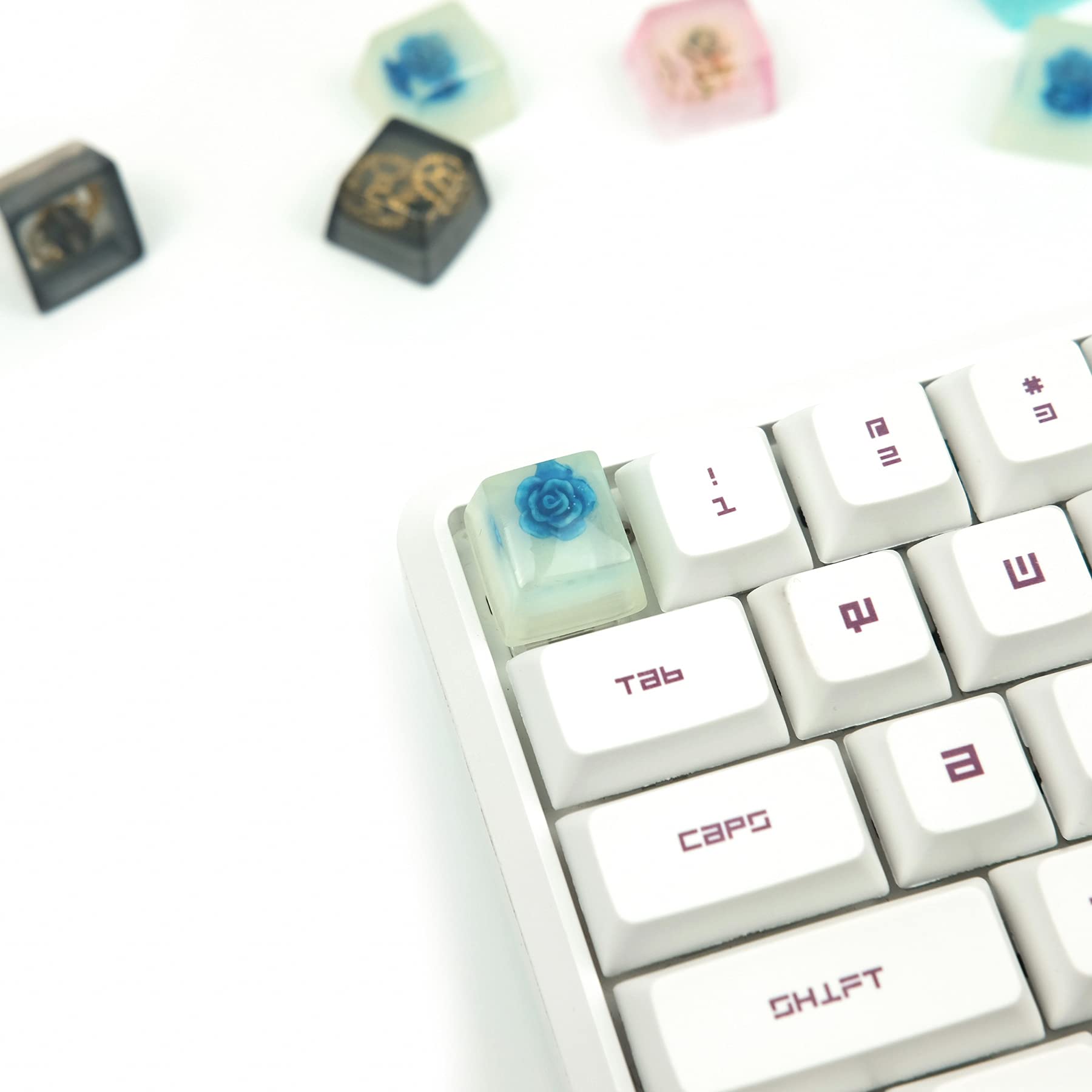 Blue Roses Resin Keycap for Cherry MX - Gaming Keyboard Decoration Gift