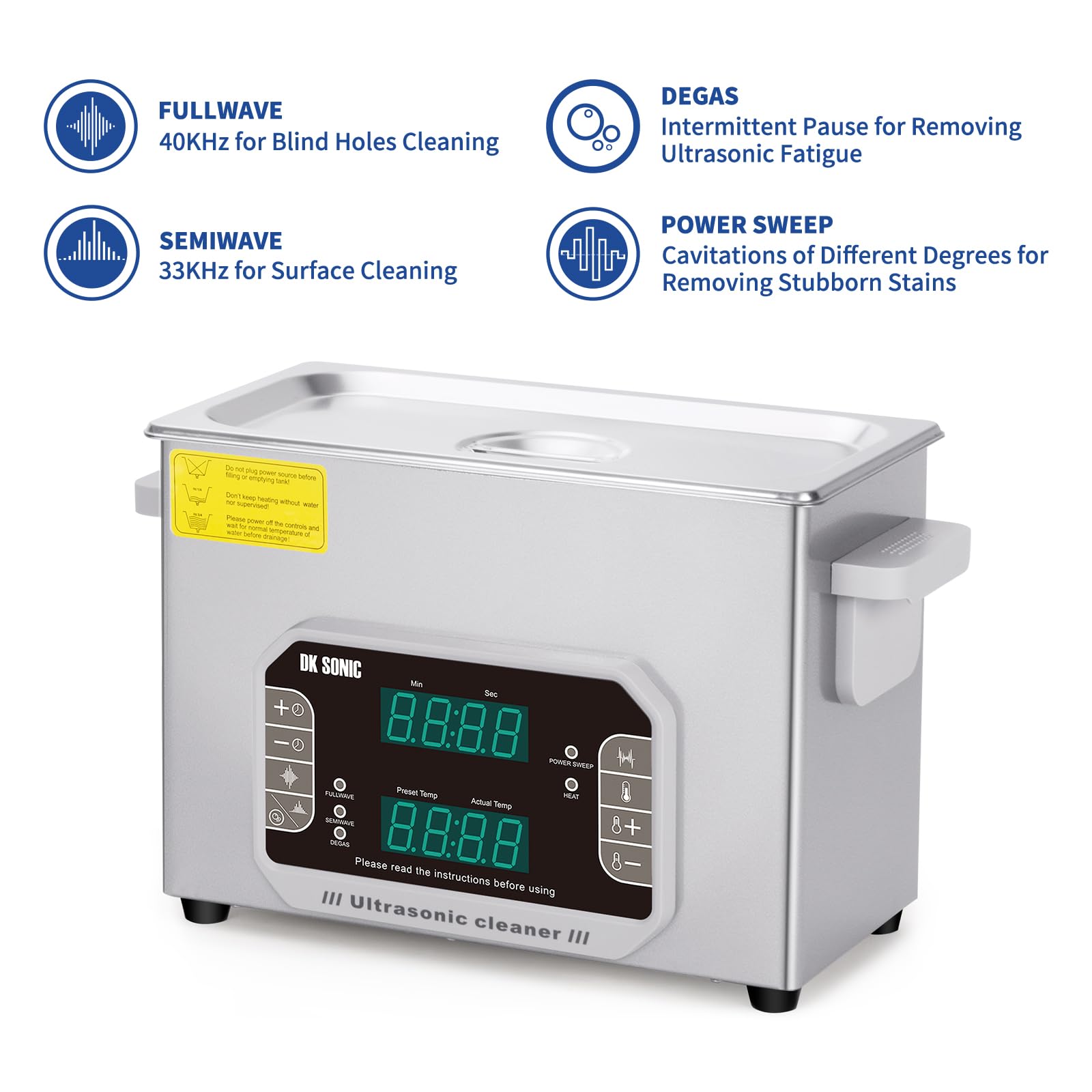 DK SONIC Touch 4L Ultrasonic Cleaner with Heater & Timer - Professional Ultrasound Cleaning Machine for Carburetors, Automotive Parts, Guns, Jewelry, Watches, Circuit Boards - Commercial & Home Use (110V) - Perfect for Workshops, Labs, and Home Cleaning Needs