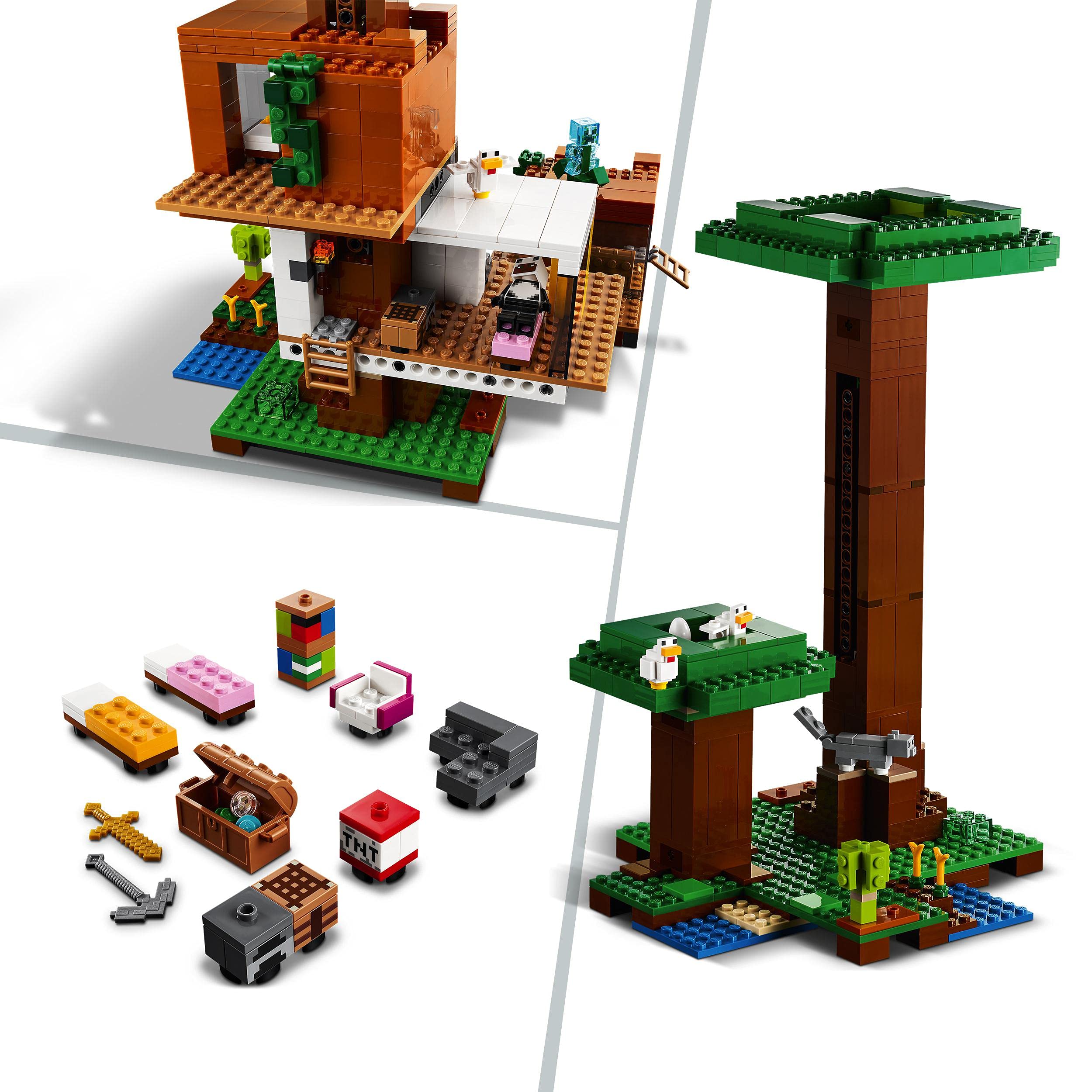 LEGO 21174 Minecraft The Modern Treehouse Building Kit - Creative Construction Toy with Creeper Figure, Collectible Model for Kids, Boys & Girls | Perfect for Minecraft Fans, Birthday Gifts & STEM Learning Activities
