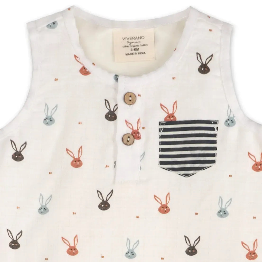 Viverano Organic Cotton Shortie Romper for Baby Girls - Soft & Comfortable Mini Bunnies Design - Perfect for Playtime, Summer Outfits & Photoshoots